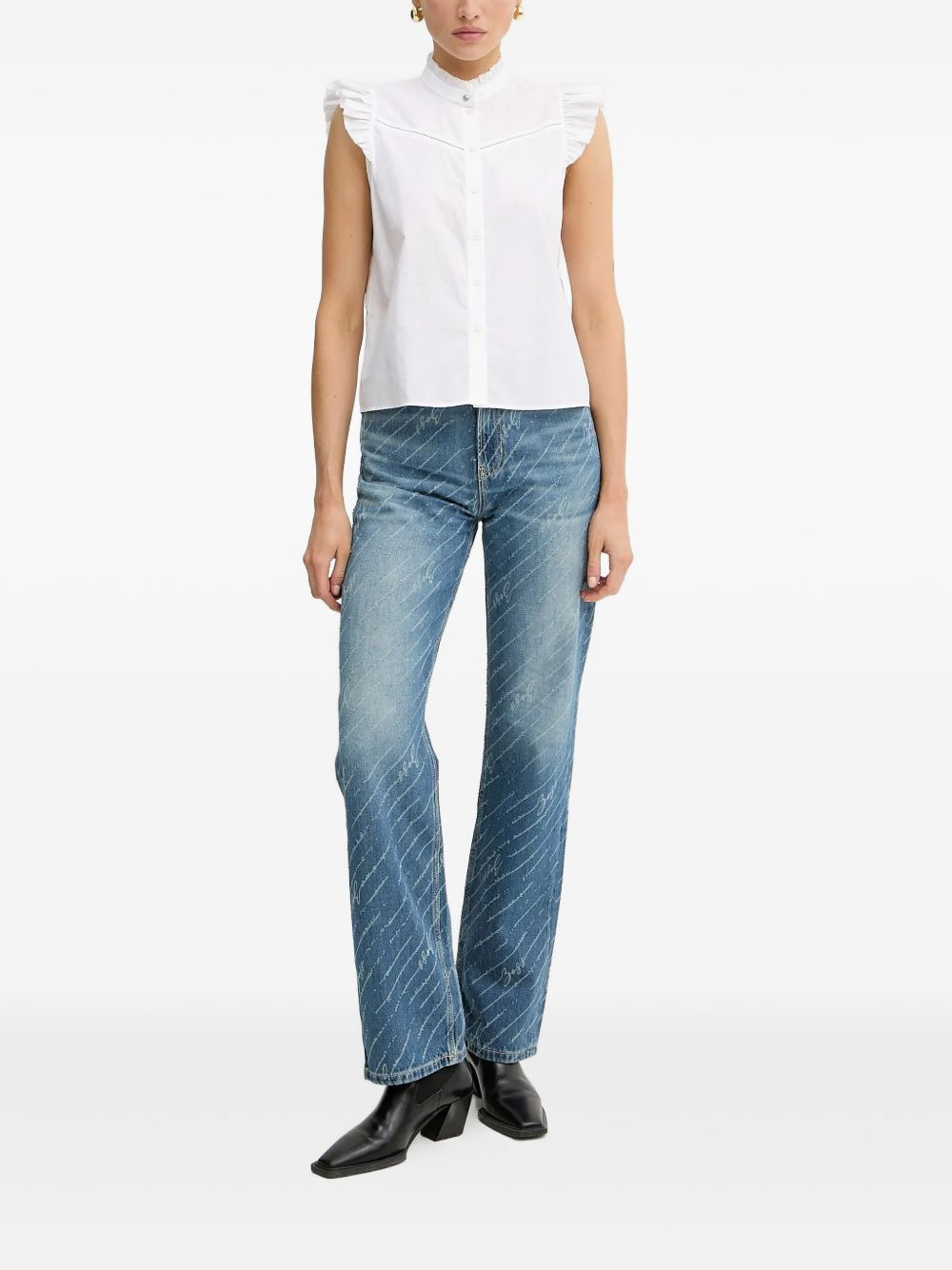 ruffle-embellished sleeveless top - 2