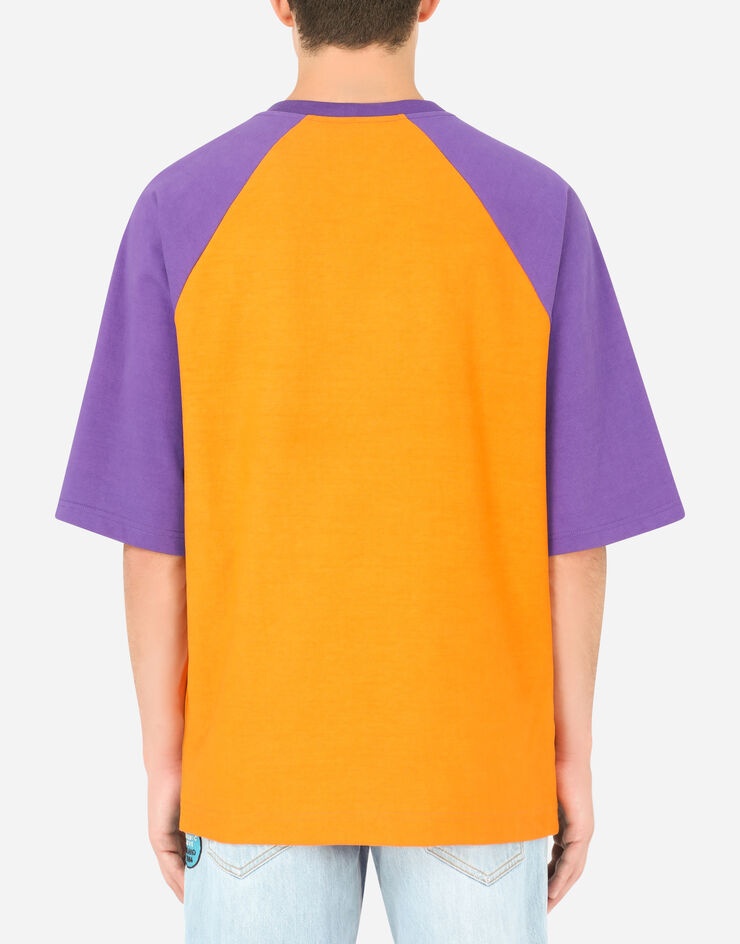 Two-tone cotton T-shirt with print - 2