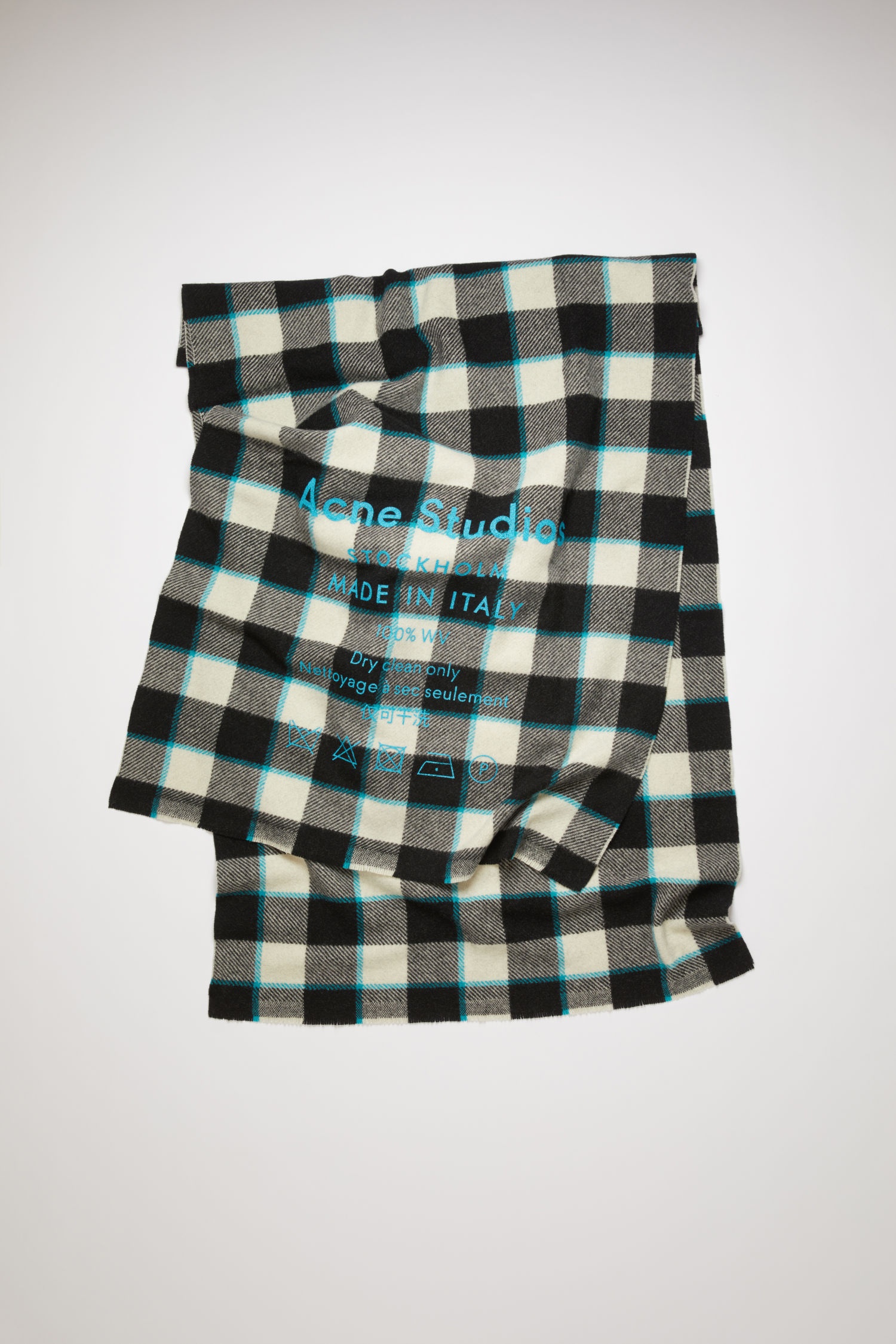 Checked logo scarf black/white - 1