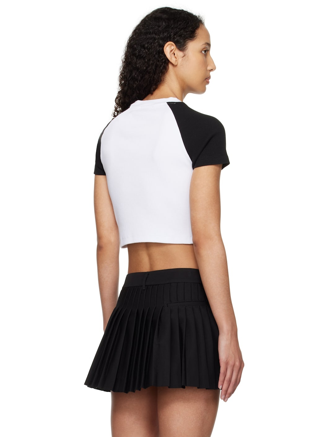 White & Black Rib Raglan 90s T-shirt - 3