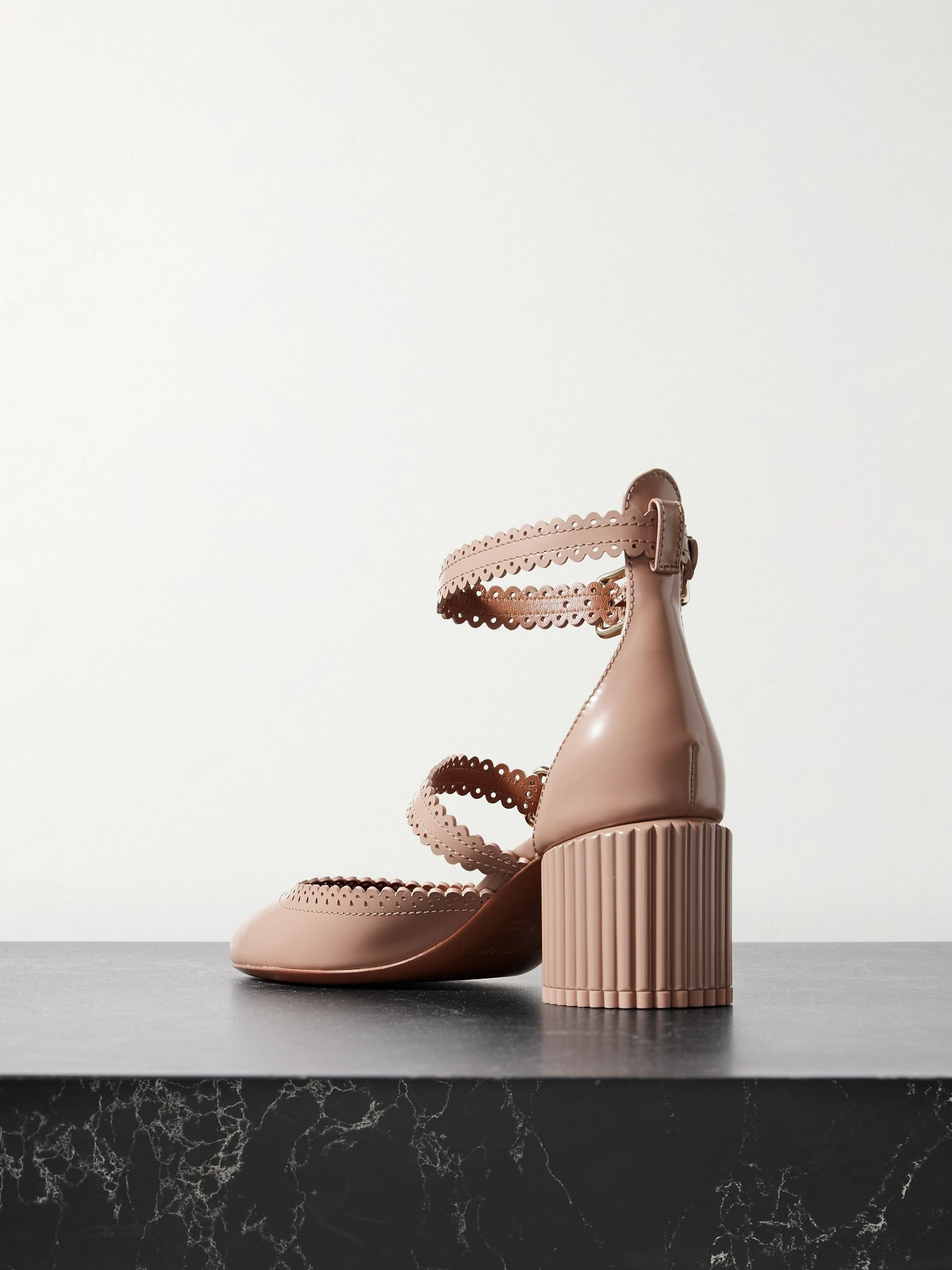 Eddie scalloped leather Mary Jane pumps Tan - 3