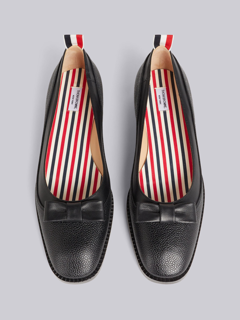 Black Pebbled Calfskin Tuxedo Bow Ballerina 4