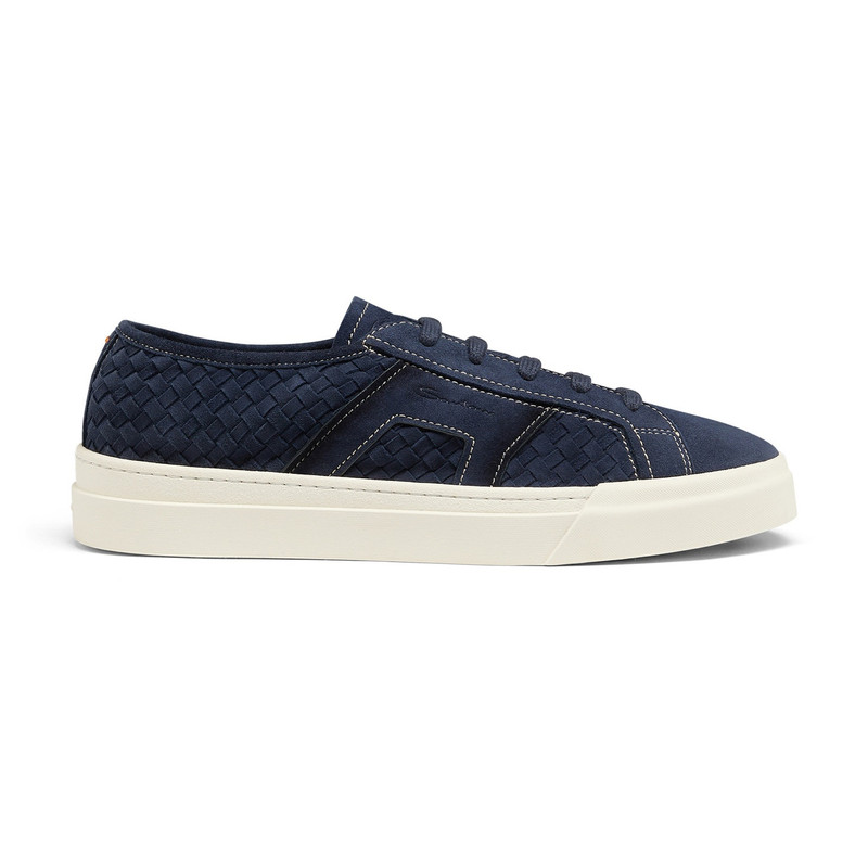 Men's blue woven suede Double Buckle Sneaker - 1