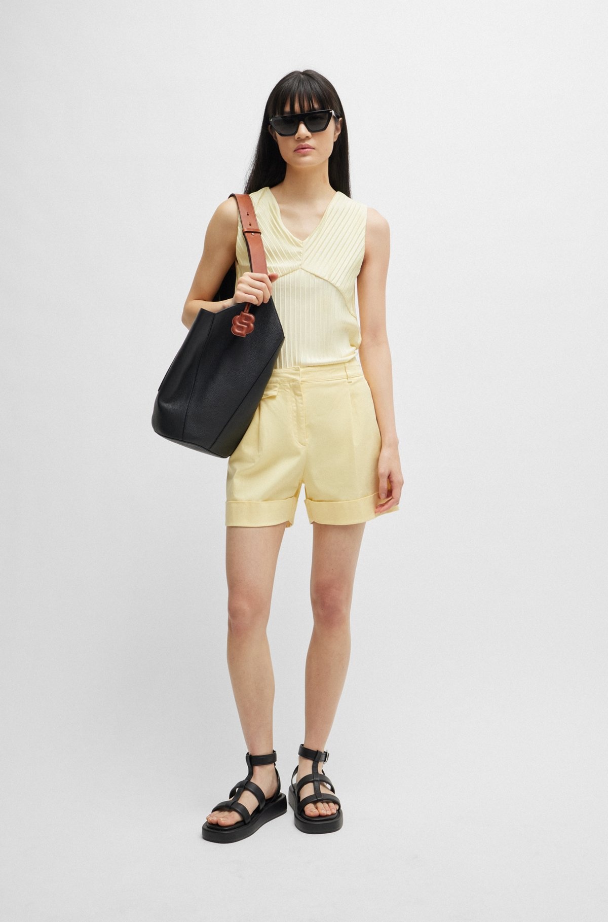 WIDE-LEG SHORTS IN A COTTON BLEND - 3