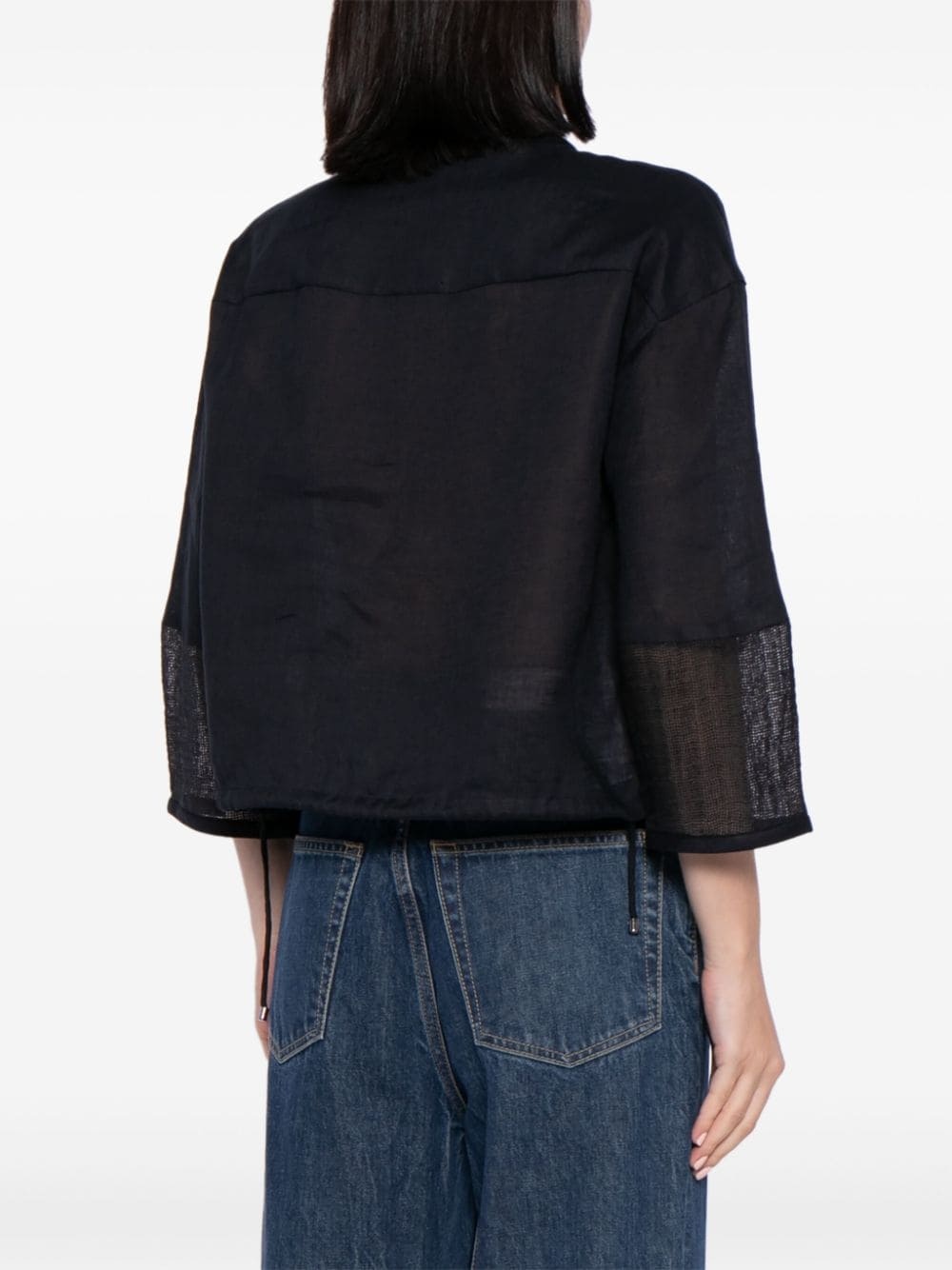 panelled linen blouse - 4