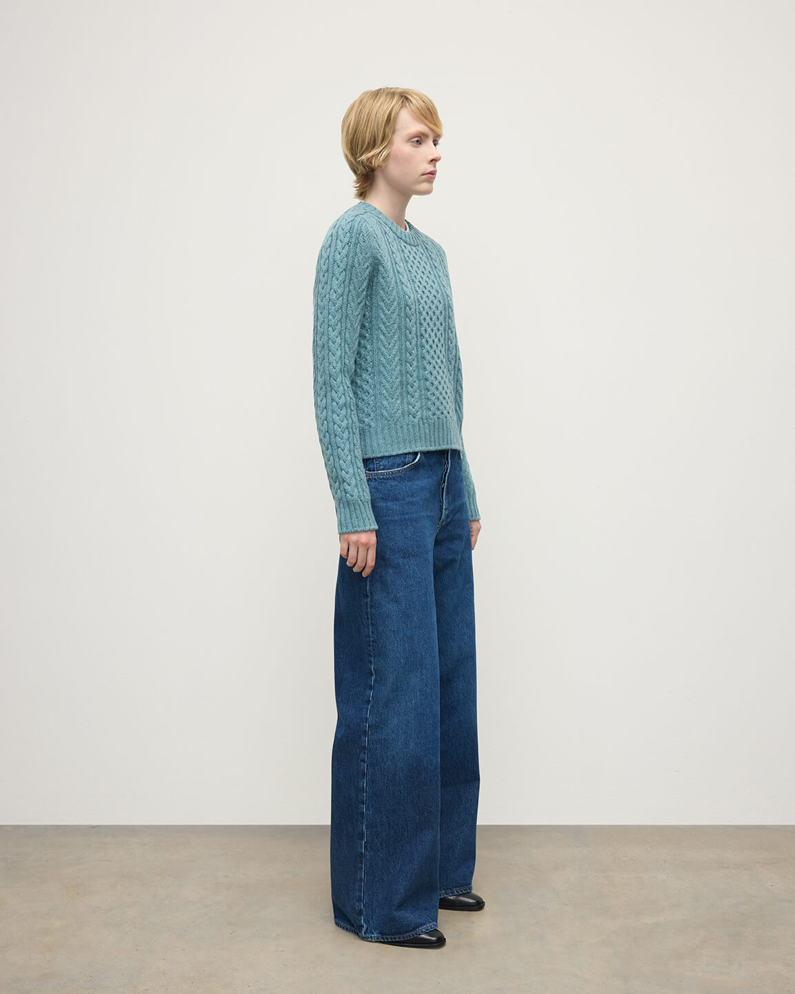 Aran Cable Green Cashmere Jumper - 3