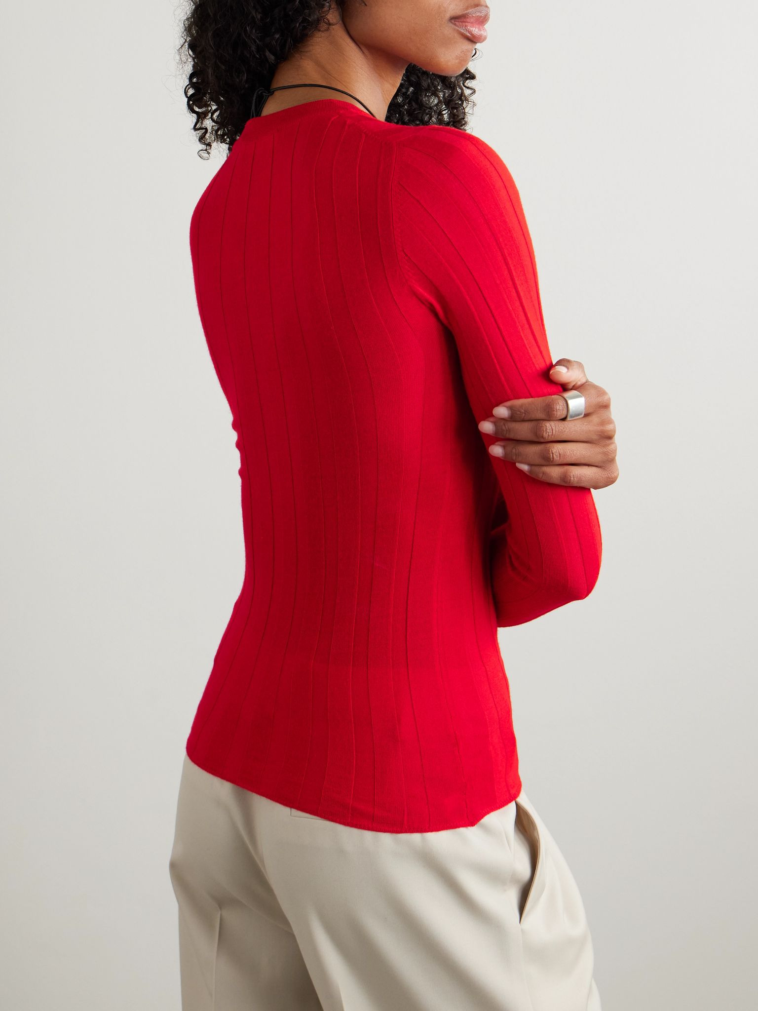 Ribbed wool sweater Red - 3