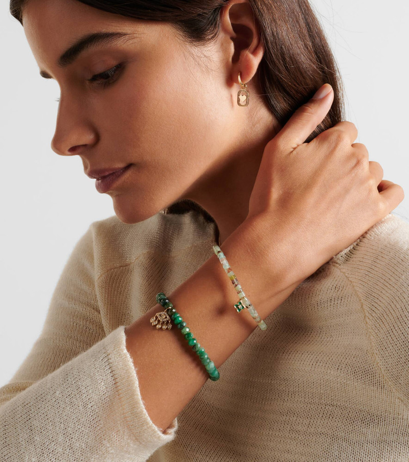 SYDNEY EVAN 14kt gold Moroccan charm beaded bracelet with diamond outlook