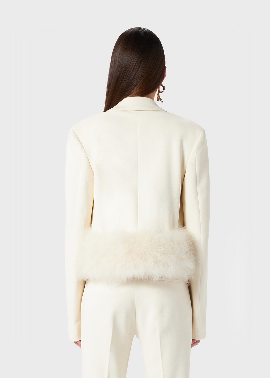 CRÊPE SABLE' VISCOSE JACKET WITH MARABOU FEATHERS - 4