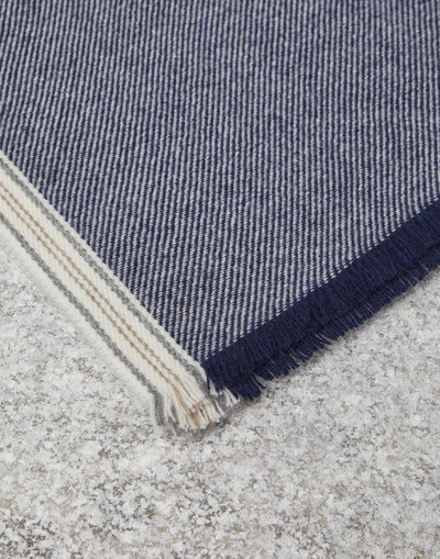 Brunello Cucinelli Cashmere scarf with striped edge outlook