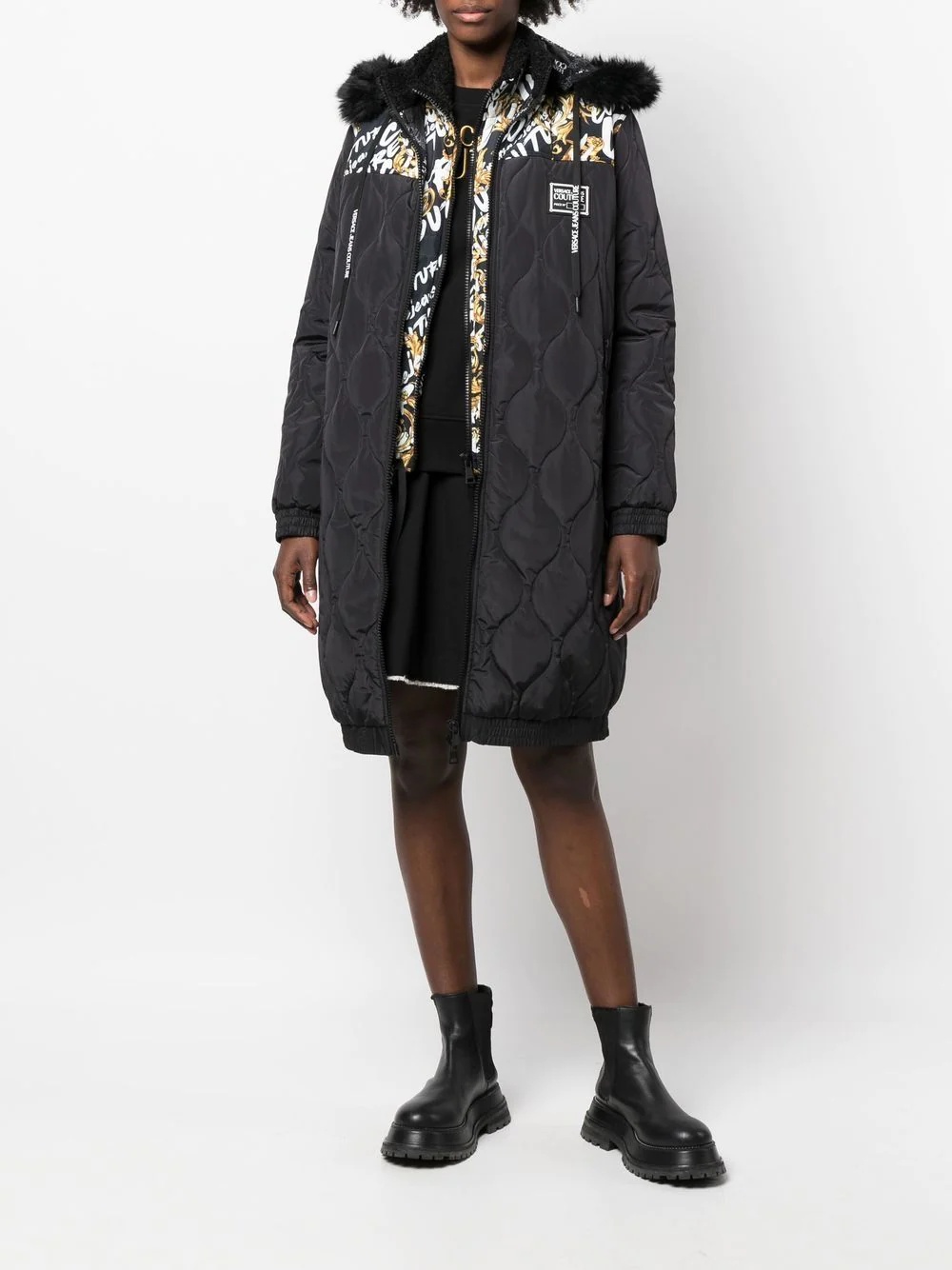 graphic-print quilted coat - 2