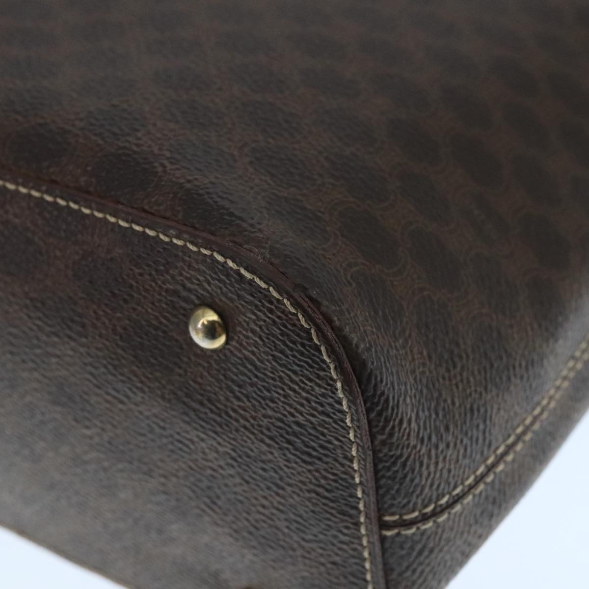 CELINE Macadam Canvas Hand Bag Pvc Leather Brown Gold - 15
