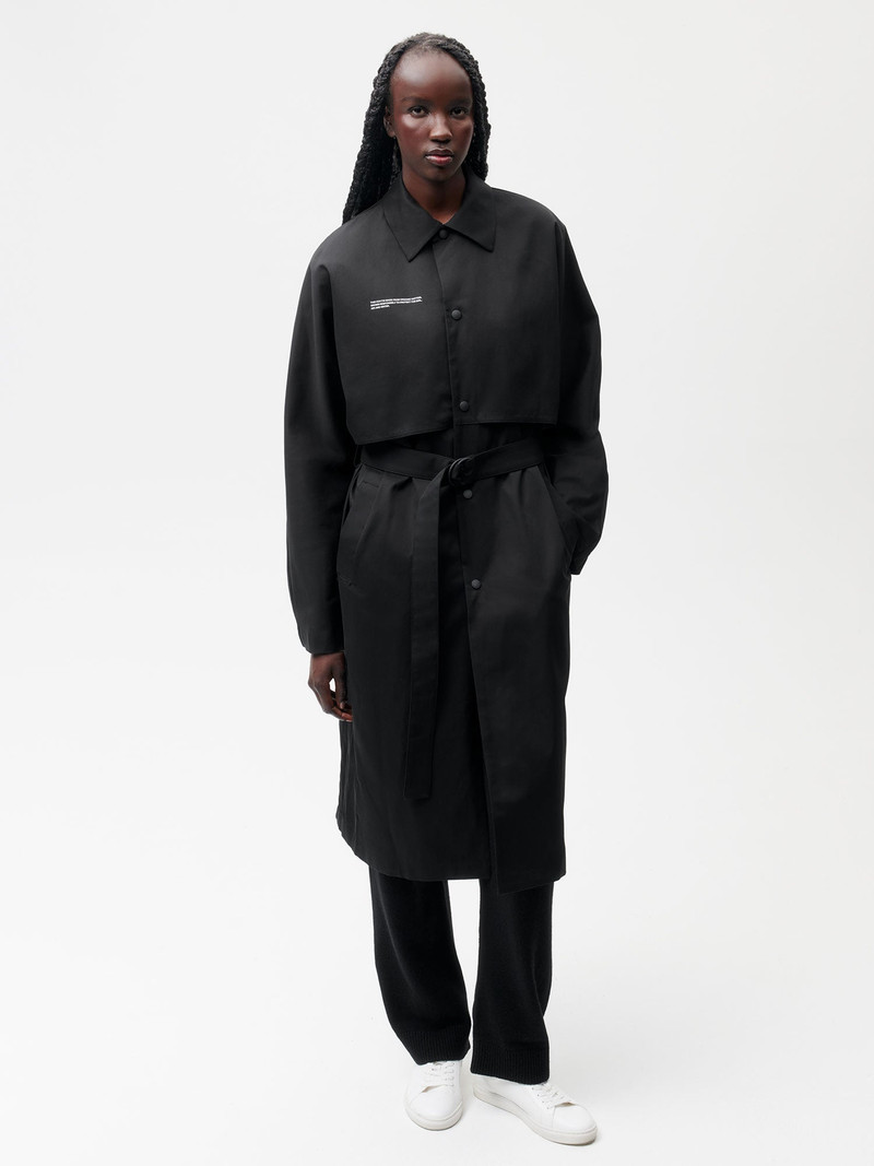PANGAIA Womens Archive Organic Cotton Trench Coat - Black outlook