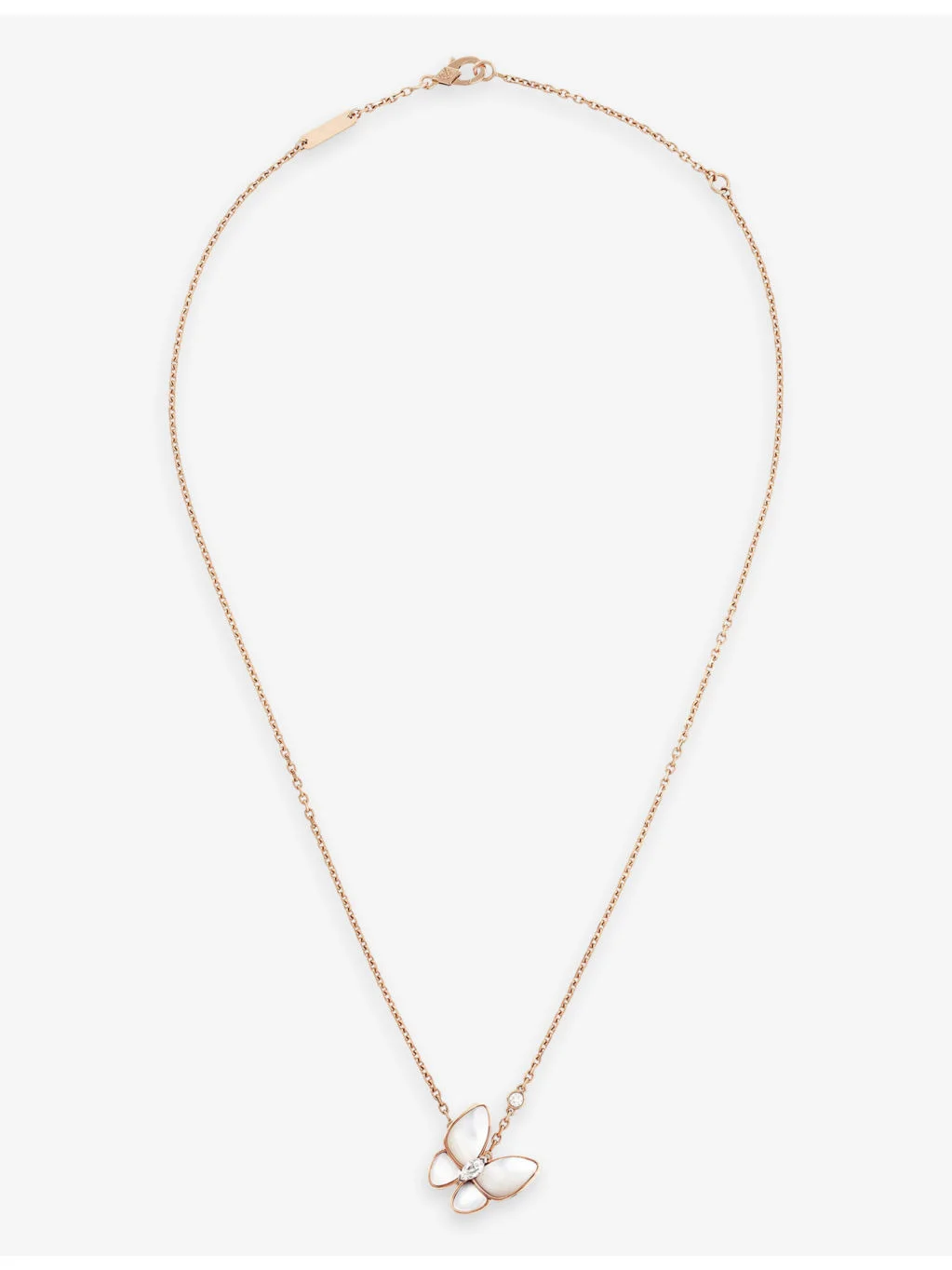 Two Butterfly rose-gold, mother-of-pearl and 0.19ct marquise-cut diamond necklace - 1