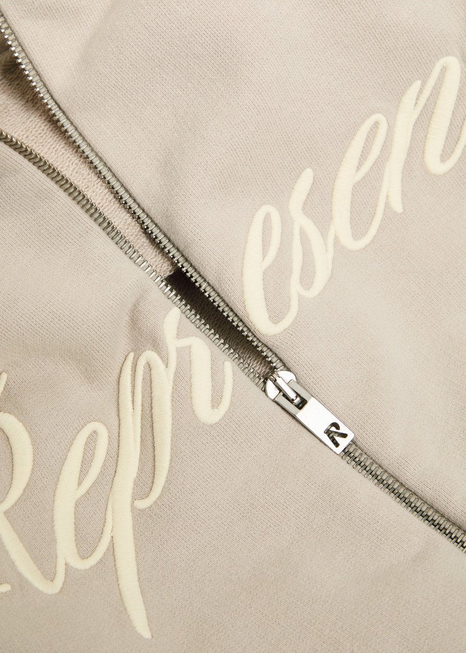 Represent Script Logo Zip Hooded Cotton Sweatshirt - 5