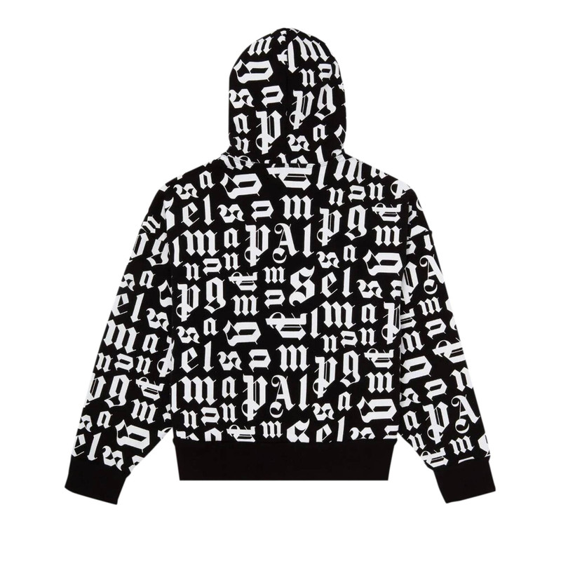 Palm Angels Palm Angels Broken Monogram Hoodie 'Black/White' outlook