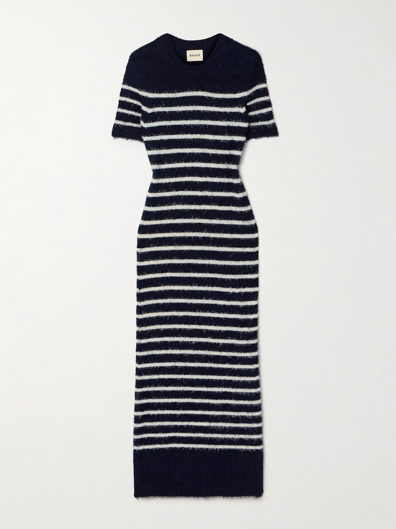 Helen Striped Brushed Silk And Cashmere-blend Midi Dress - 1