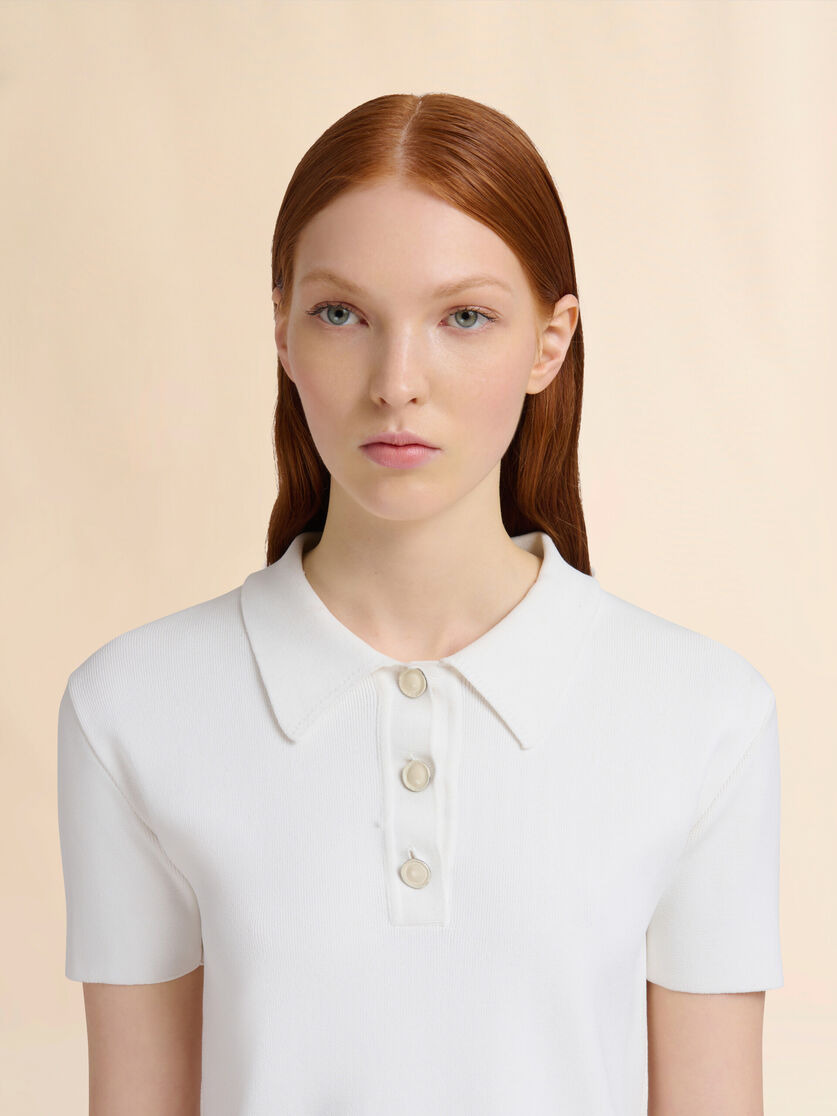 WHITE VISCOSE HALF-AND-HALF POLO - 4