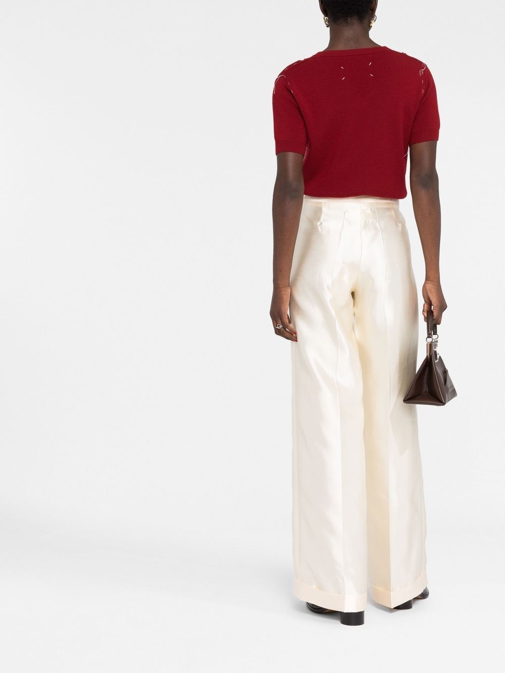 straight-leg silk trousers - 4