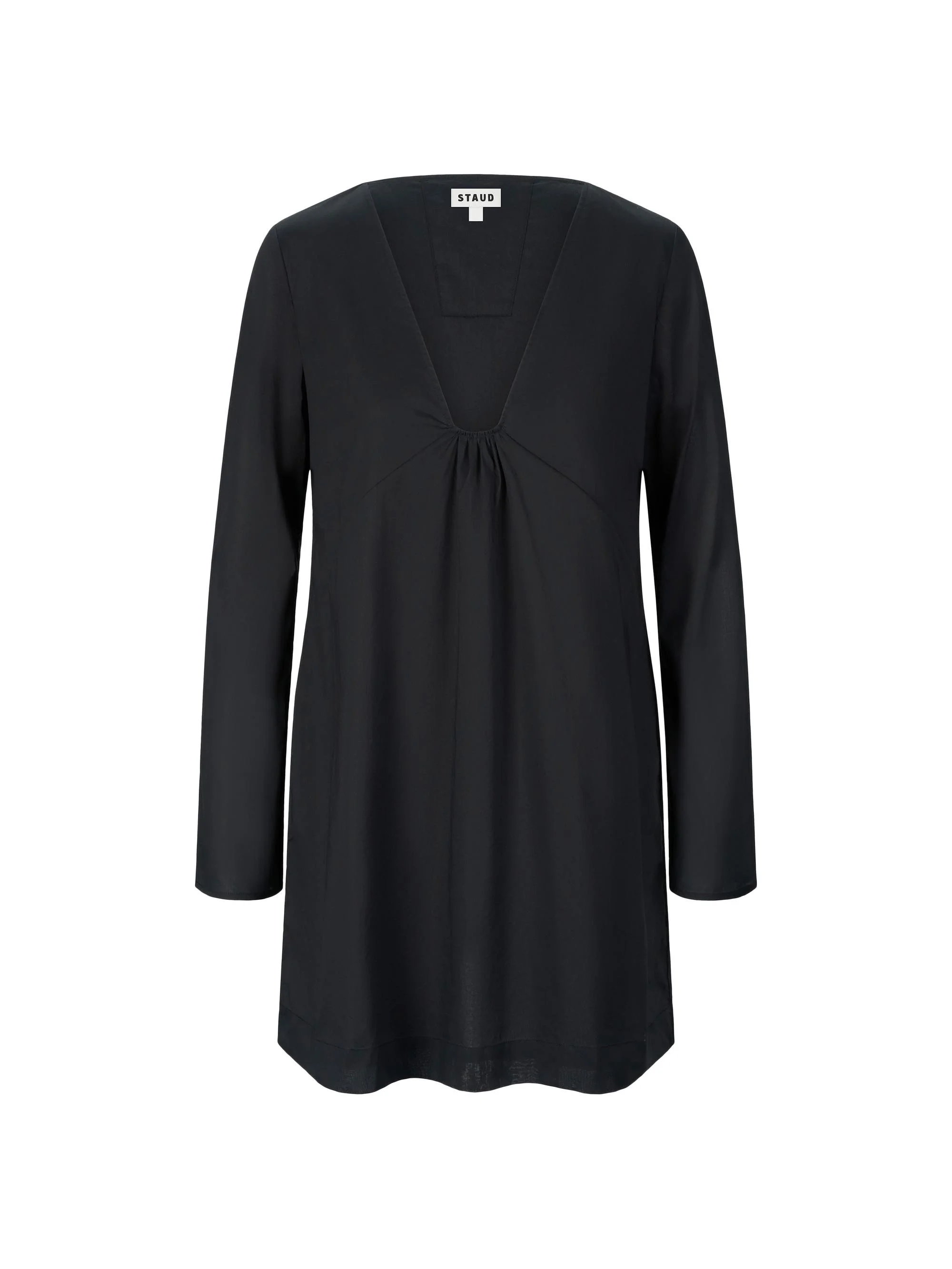 Women's Vivi Gathered Cotton Minidress - Black - 1