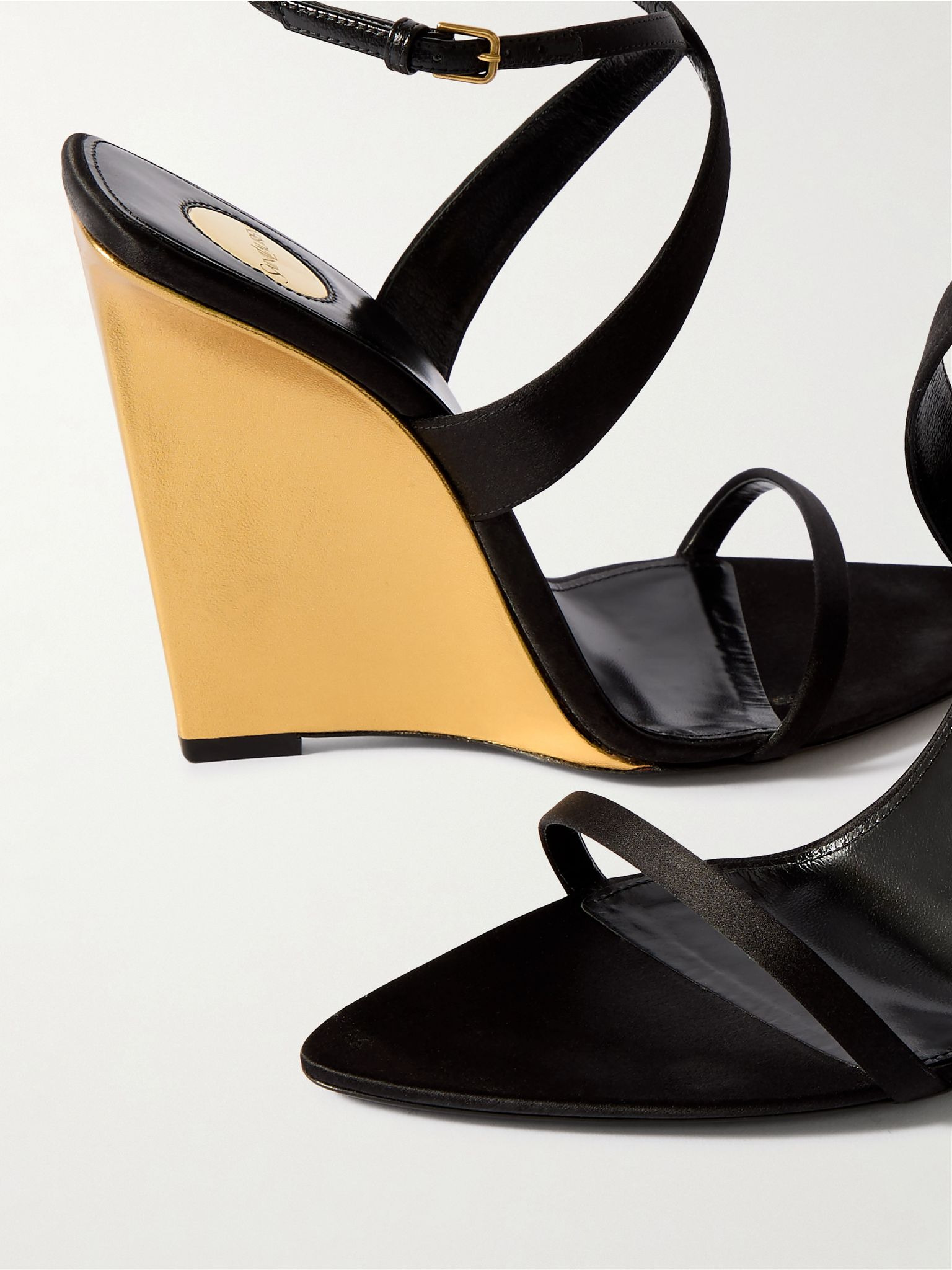 Salome satin wedge sandals Black - 4