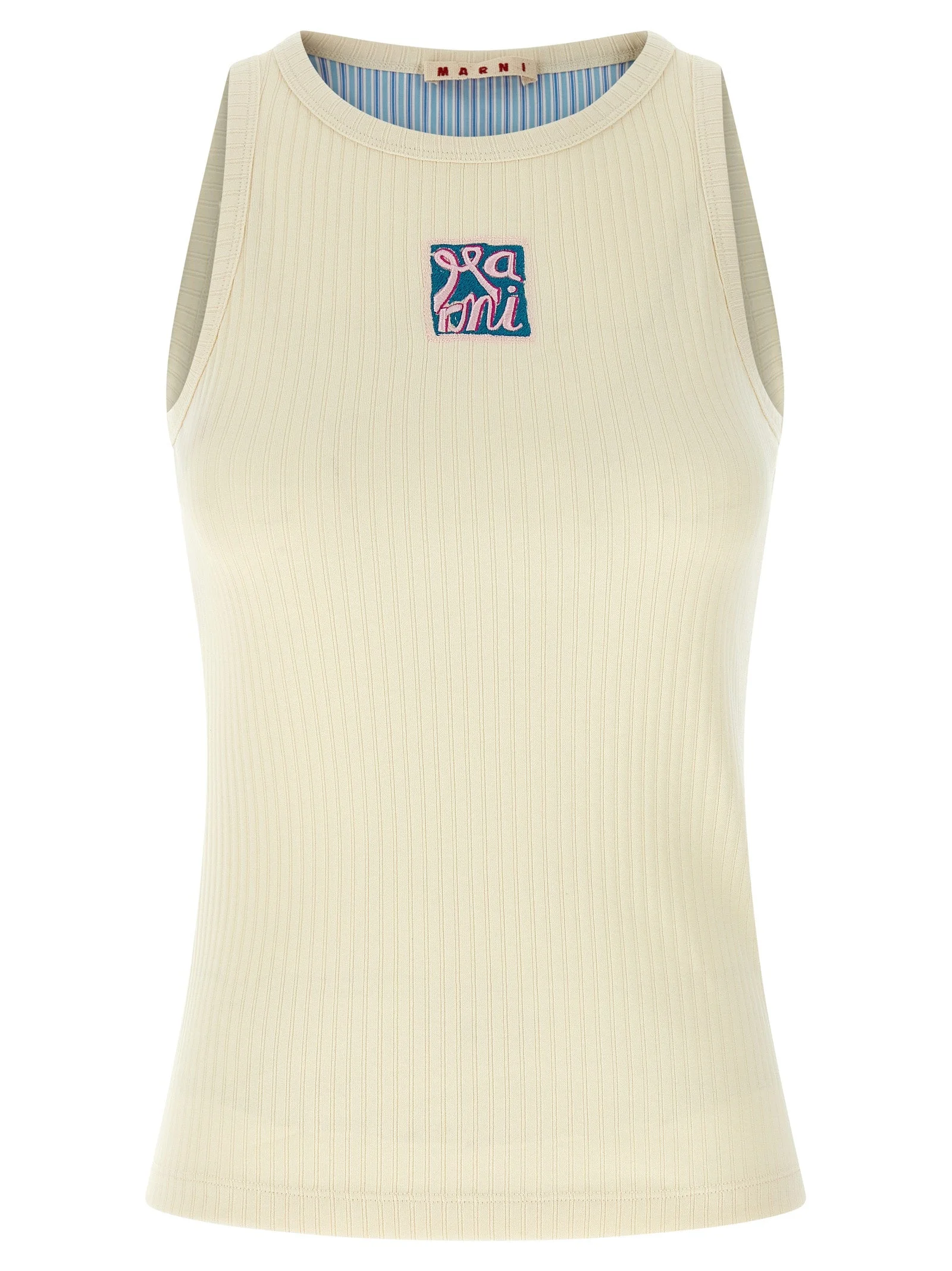 Logo Patch Tank Top Tops Beige - 1