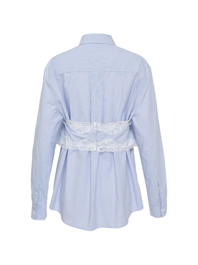 pushBUTTON lace-trim striped shirt outlook