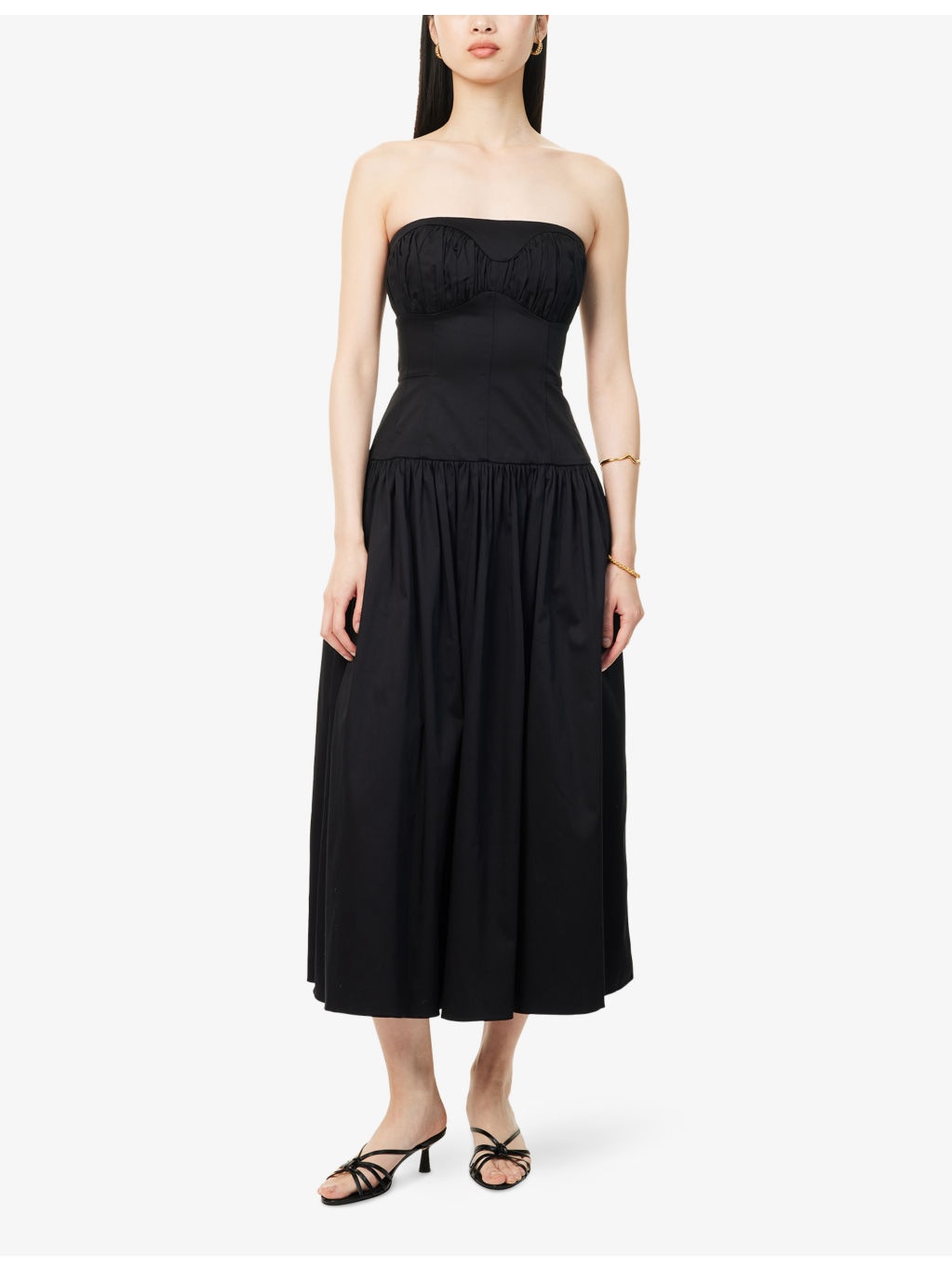 Lauryn Strapless Cotton-Poplin Midi Dress - 3