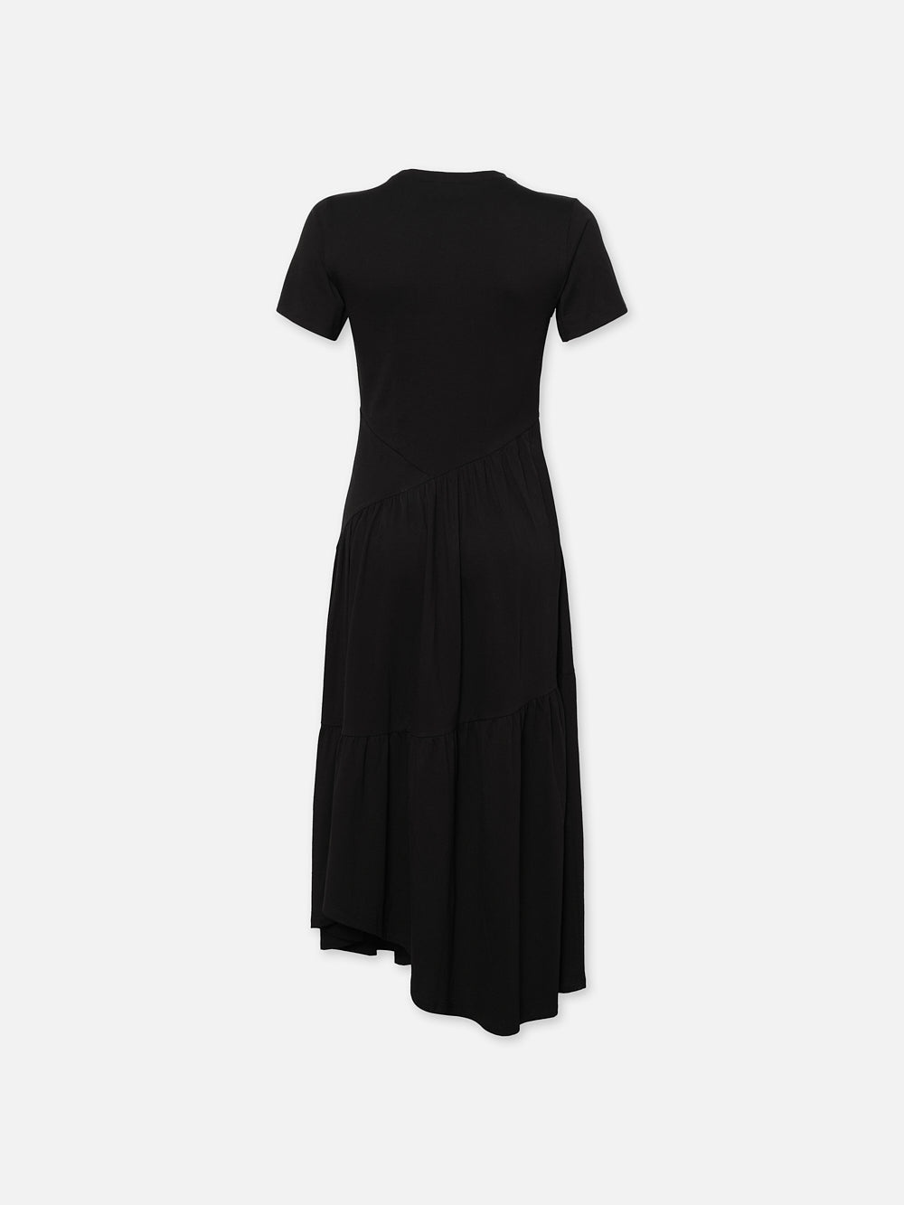 Gathered Seam Short Sleeve Dress in Black - 3