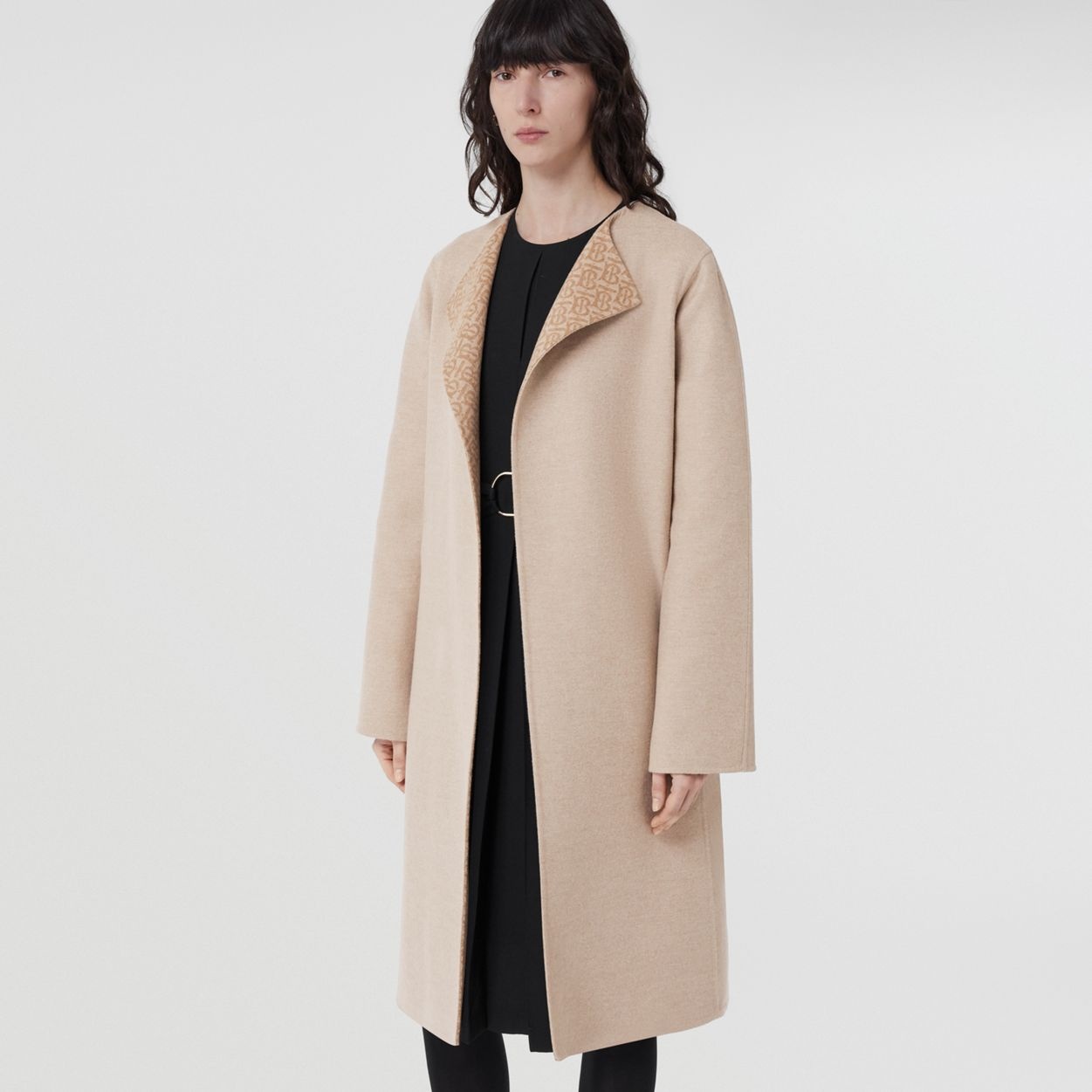 Monogram Detail Wool Cashmere Wrap Coat - 6