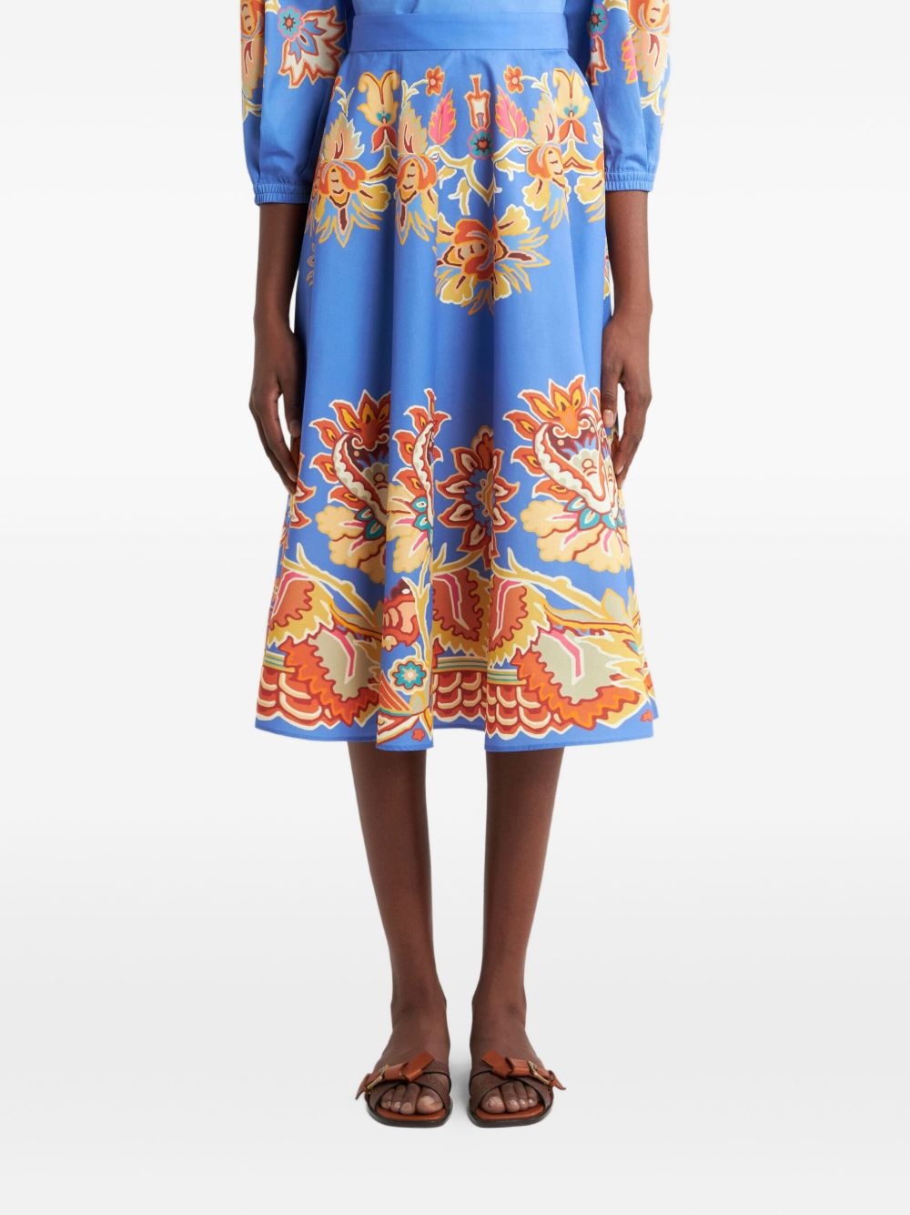 printed poplin midi skirt - 3