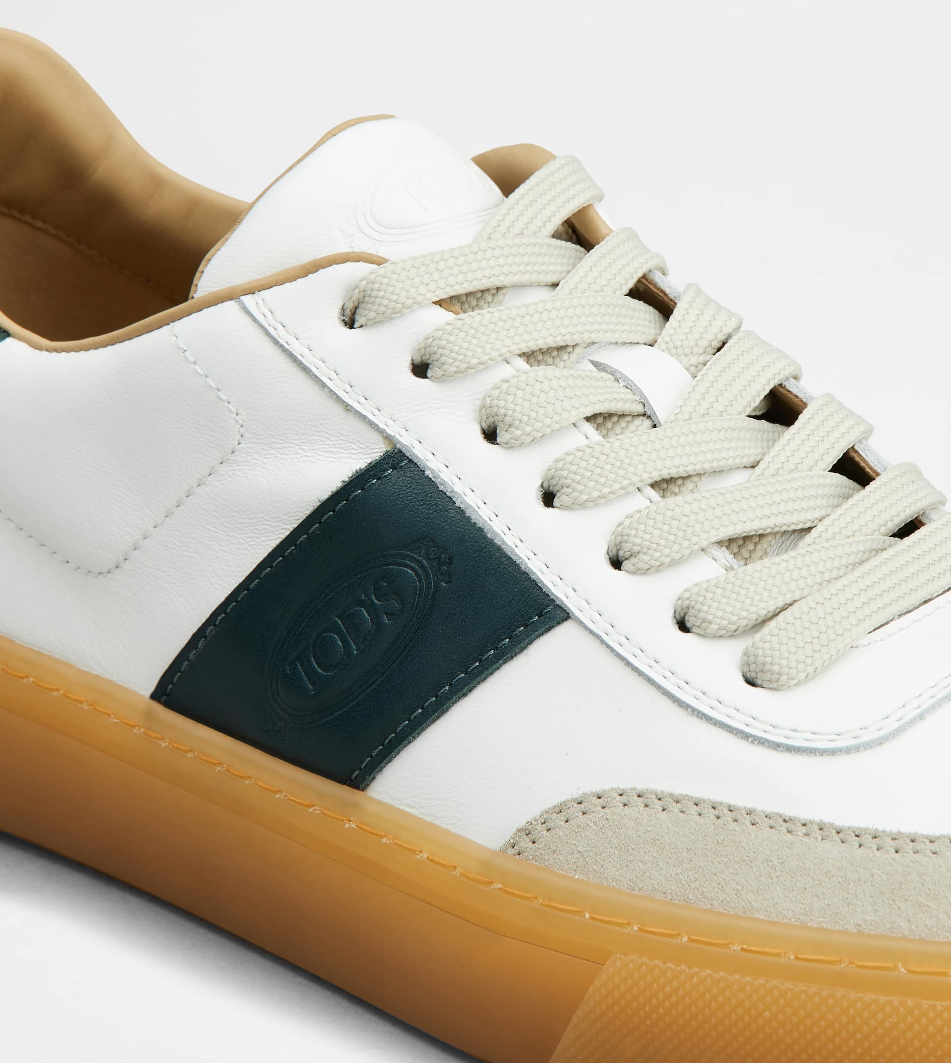 TOD'S SNEAKERS IN LEATHER - WHITE, GREEN, GREY - 5