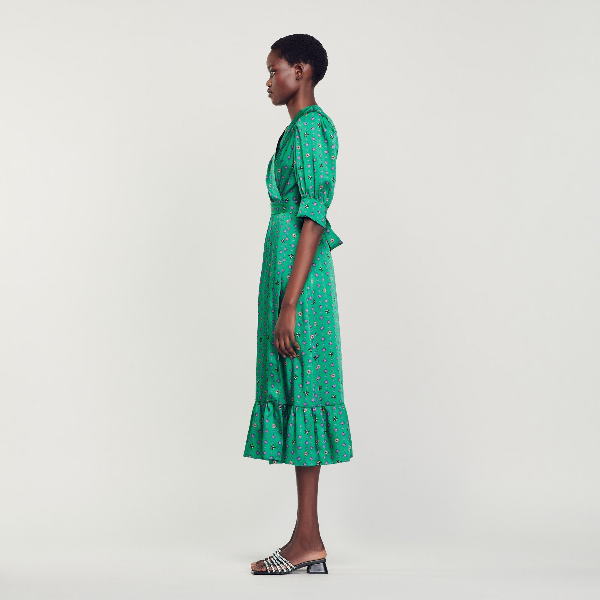 PRINTED SATIN DRESS - 7