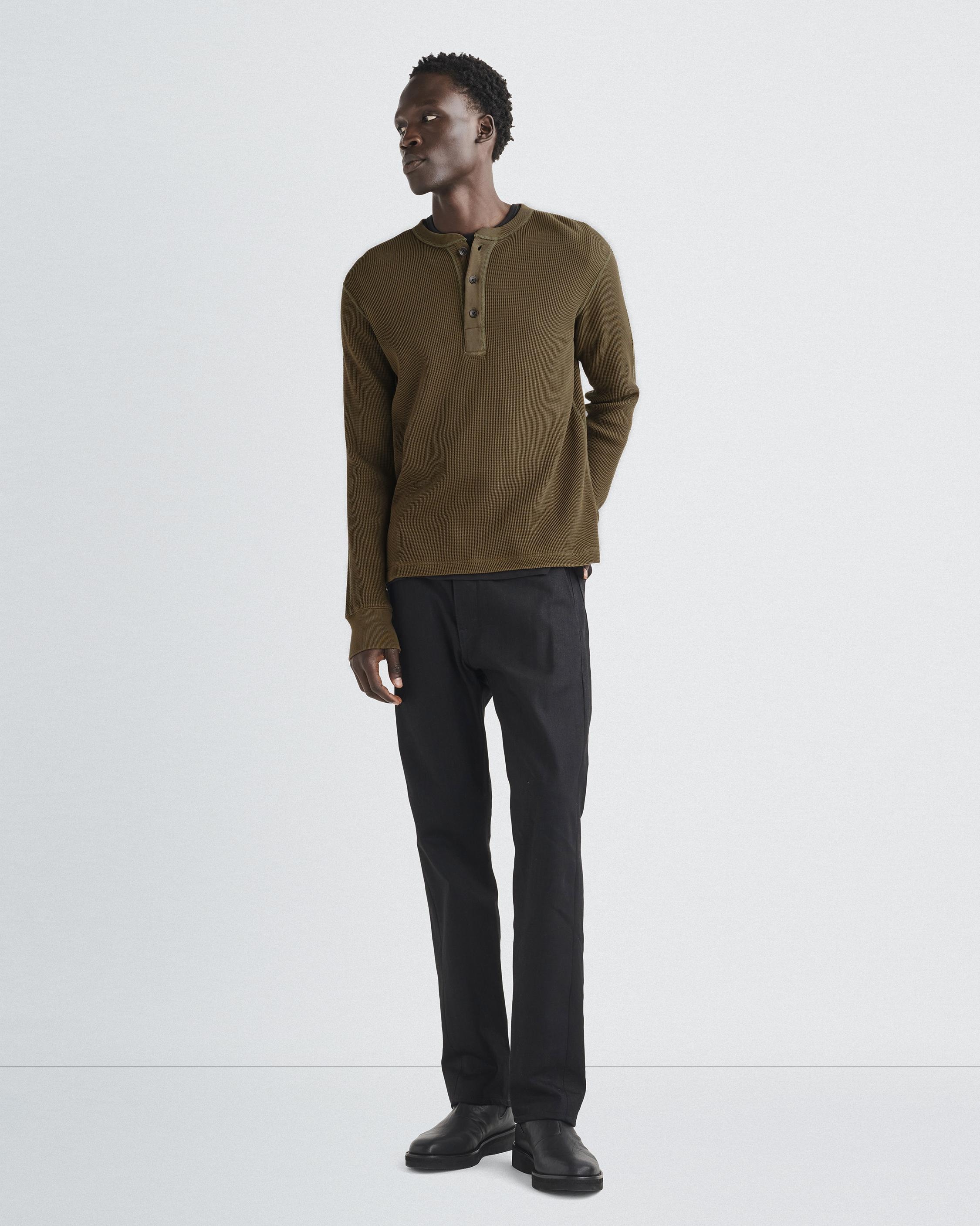 Garment Dyed Waffle Henley
Cotton Long Sleeve Shirt - 1