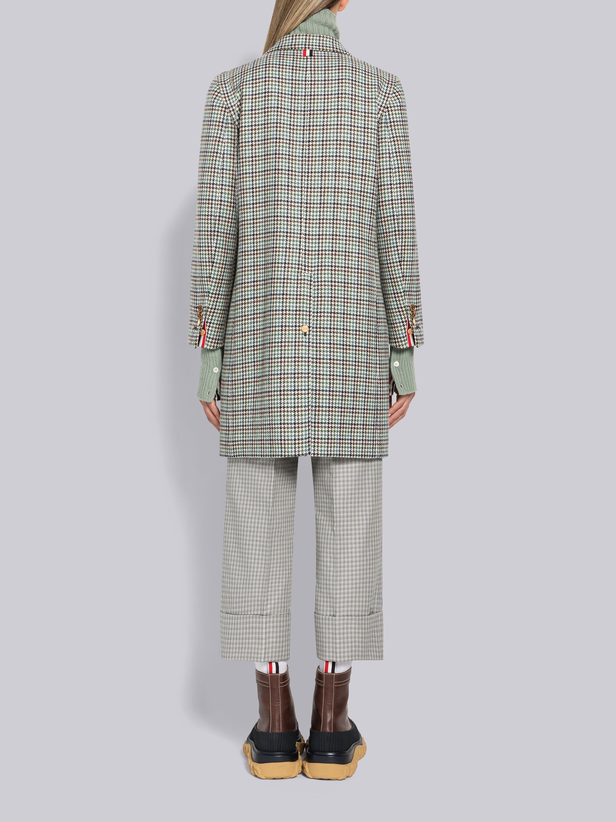 Houndstooth Lambswool Sack Overcoat - 3