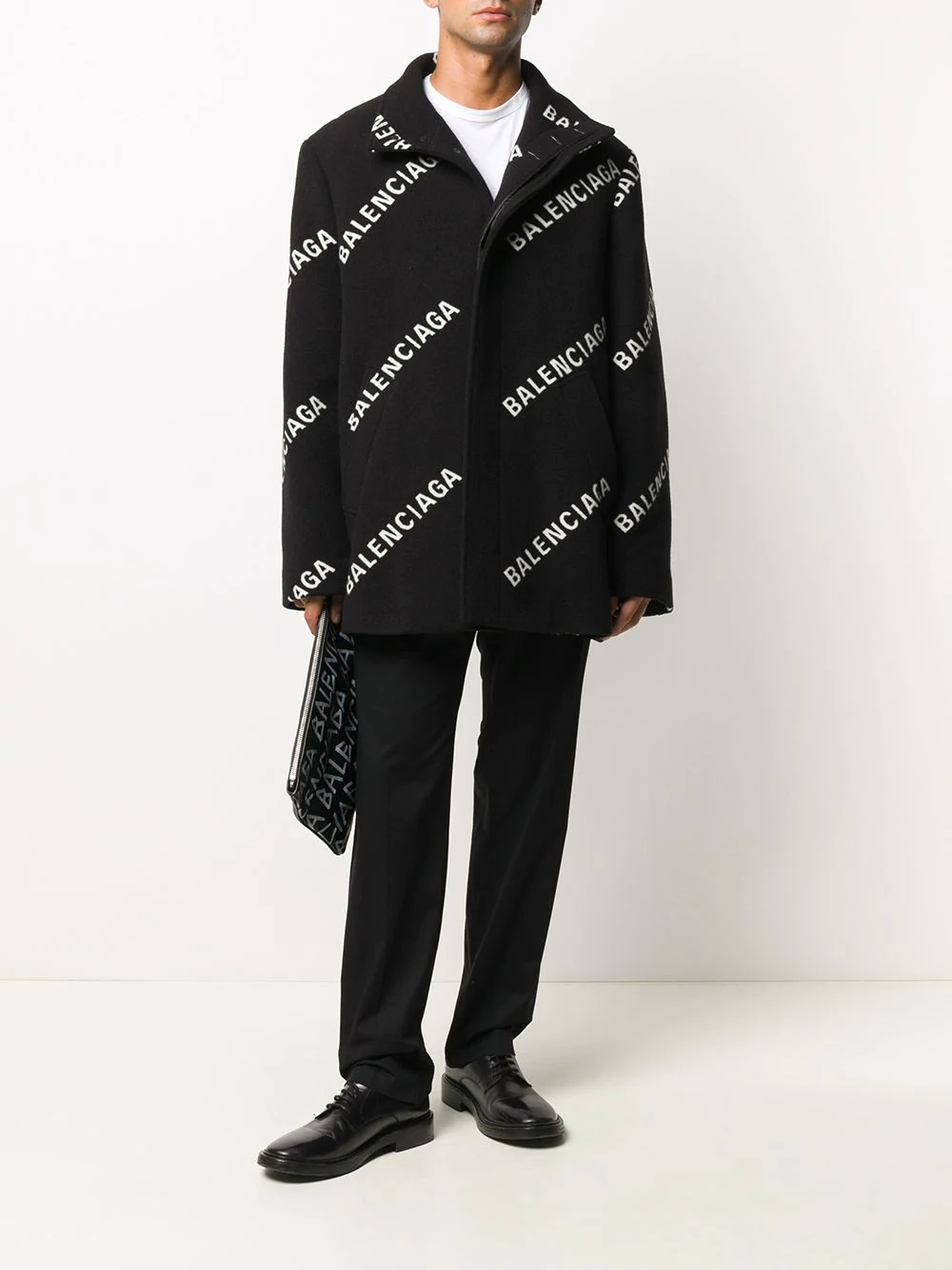 all-over logo cropped coat - 2