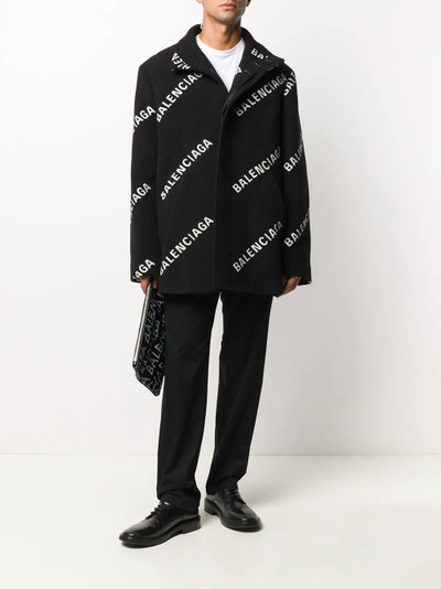 BALENCIAGA all-over logo cropped coat outlook