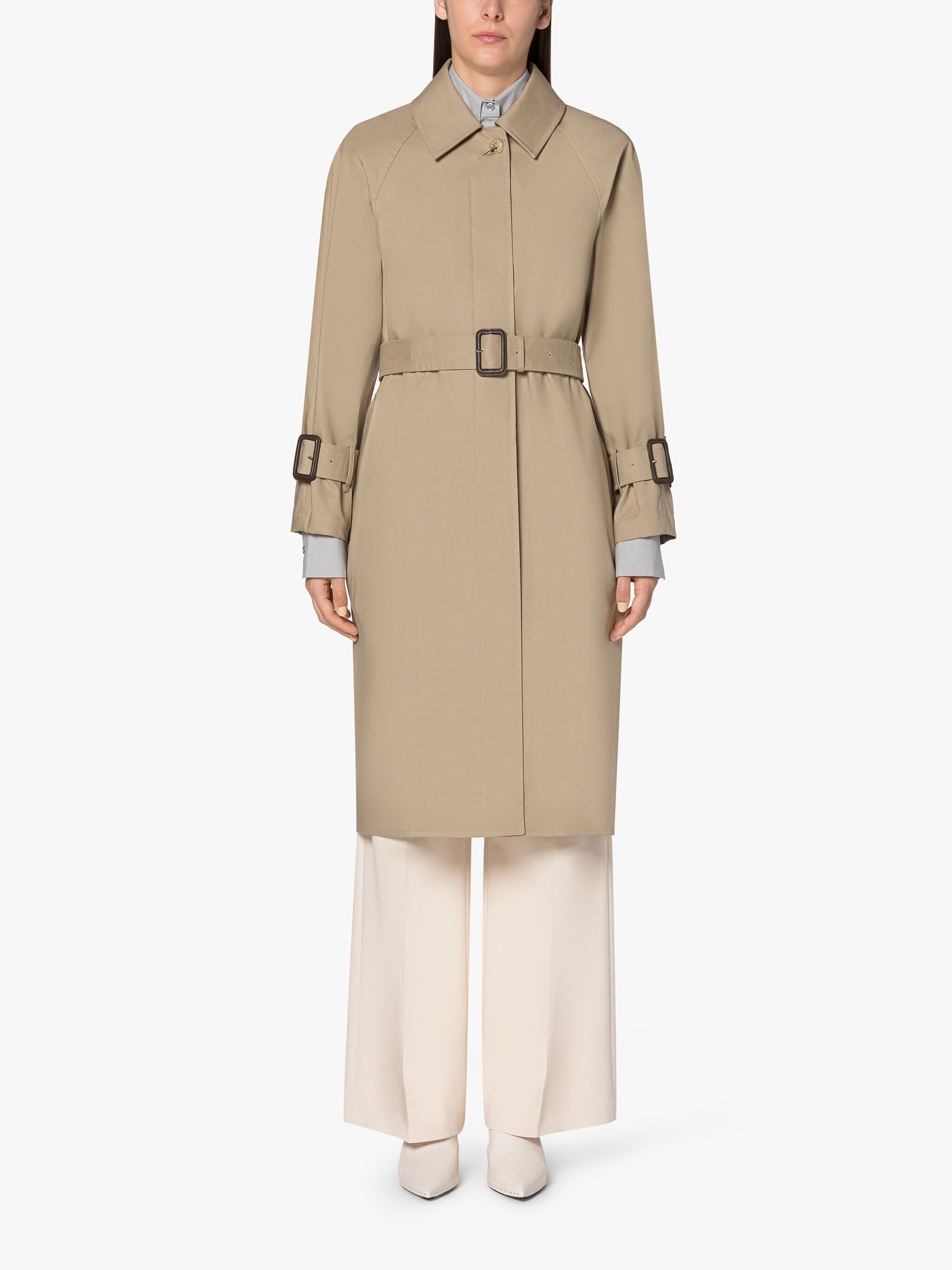 MARETTA FAWN RAINTEC COTTON & WOOL CONTRAST OVERCOAT - 3