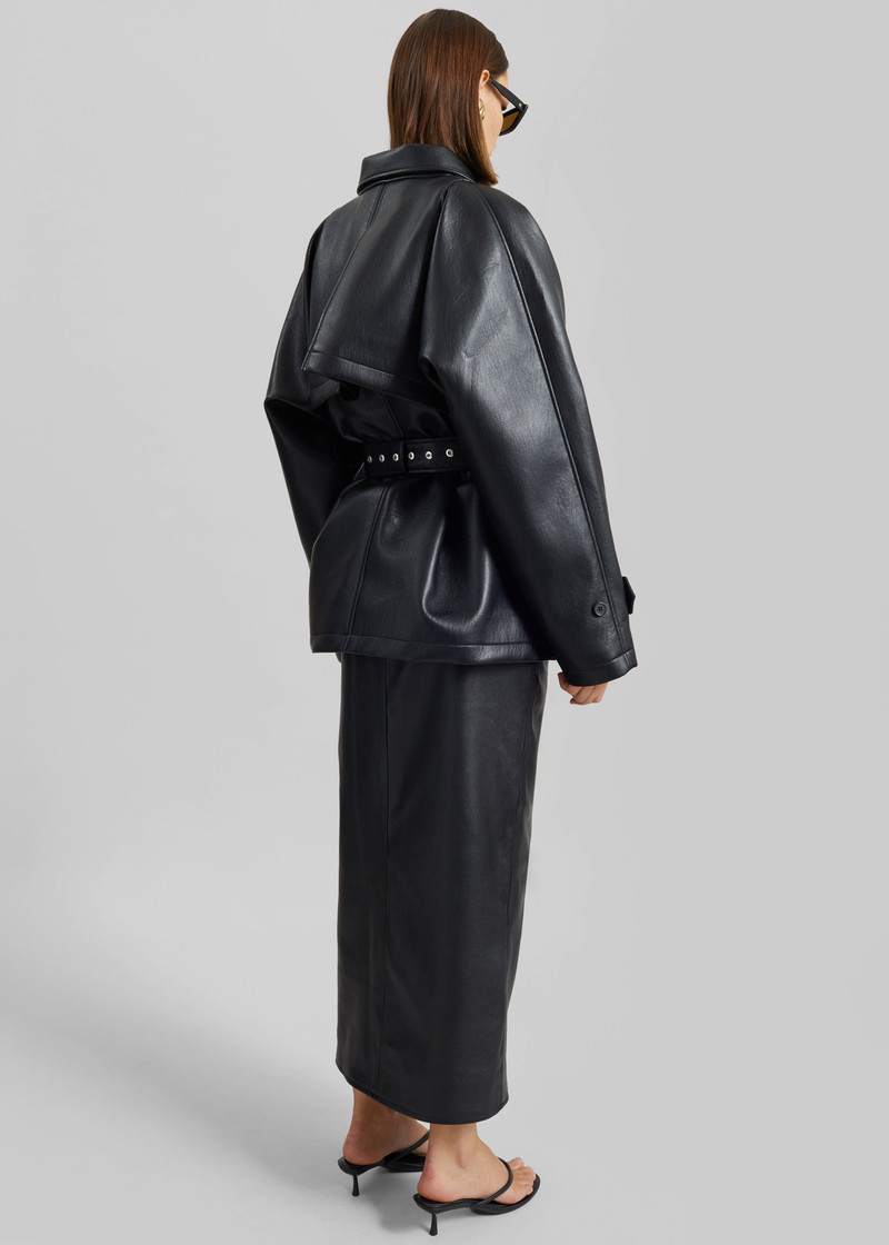 Kelia Faux Leather Padded Utility Jacket - Black 13