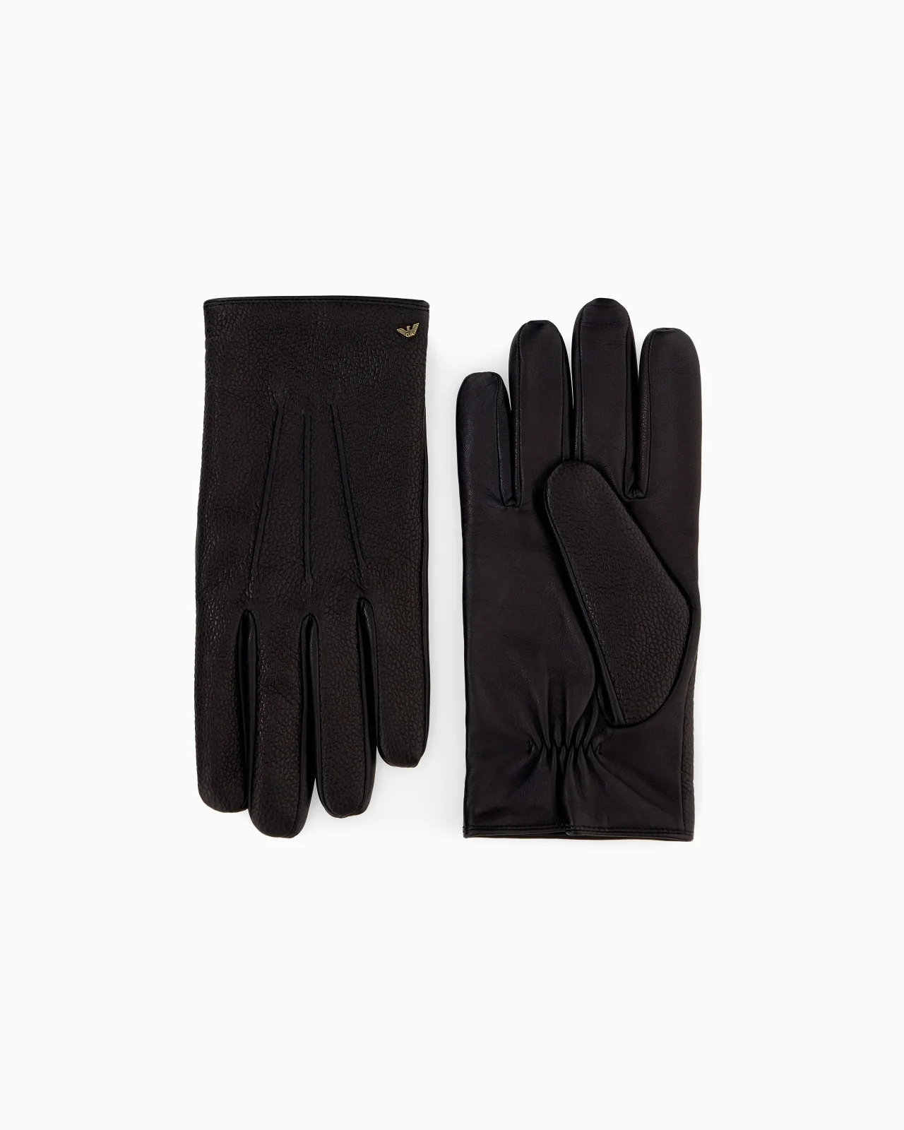 LEATHER GLOVES WITH WOOL LINING AND A METAL EAGLE LOGO - 1