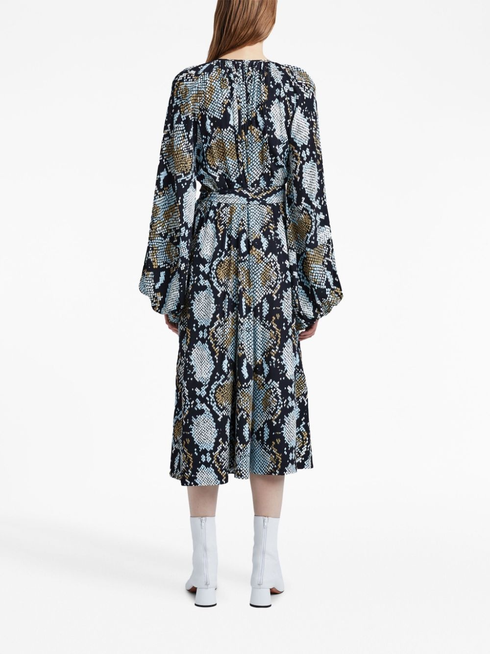 snake-print crepe de chine shirtdress - 4