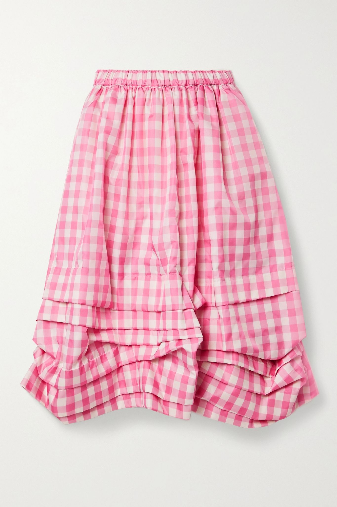 Gathered gingham shell midi skirt - 1