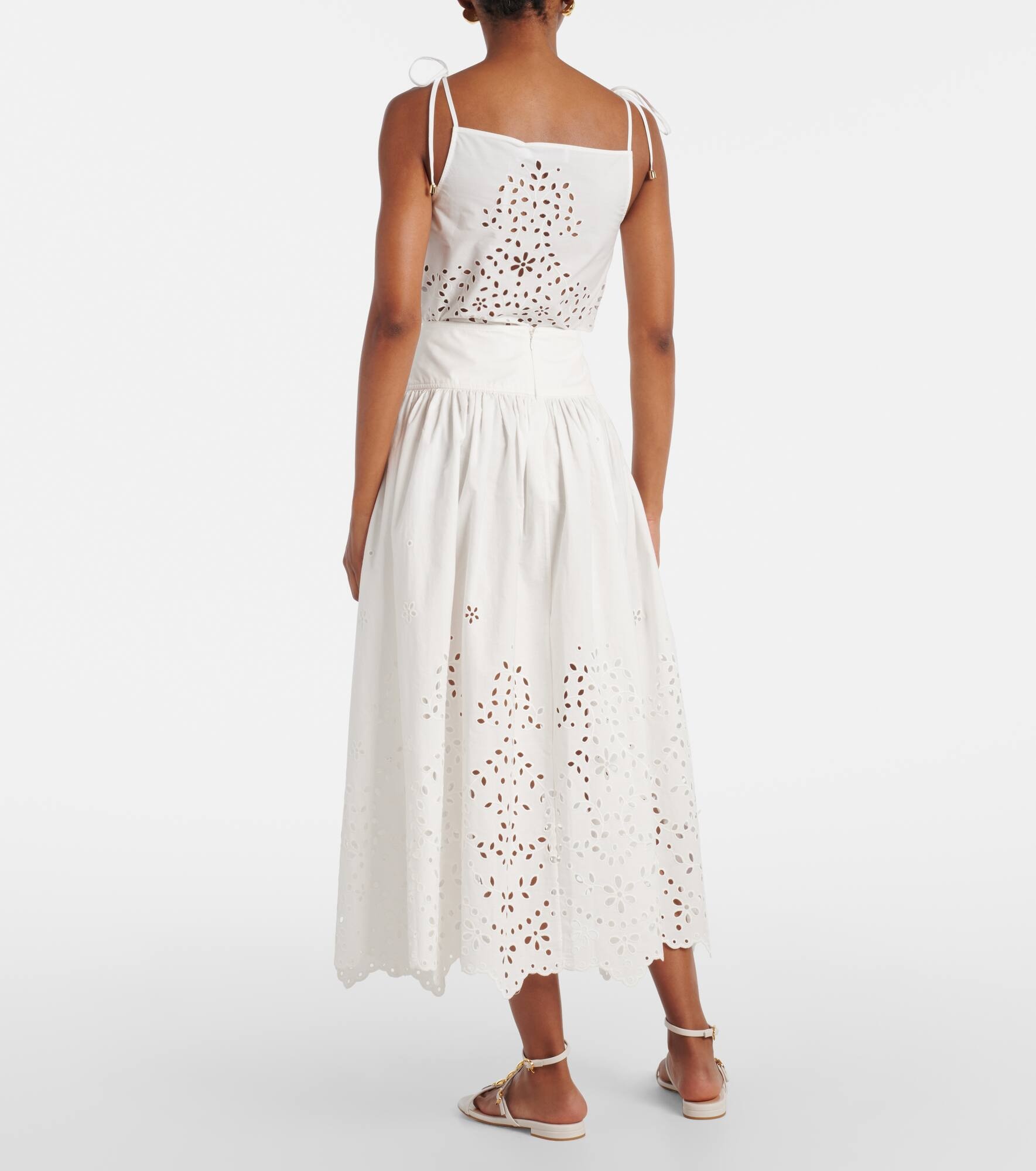 Broderie anglaise cotton midi skirt - 3