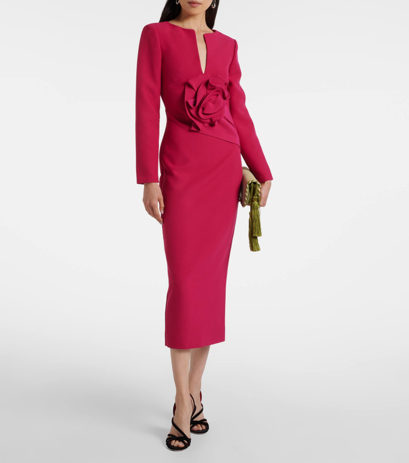 ROLAND MOURET Floral-appliqué crêpe midi dress outlook