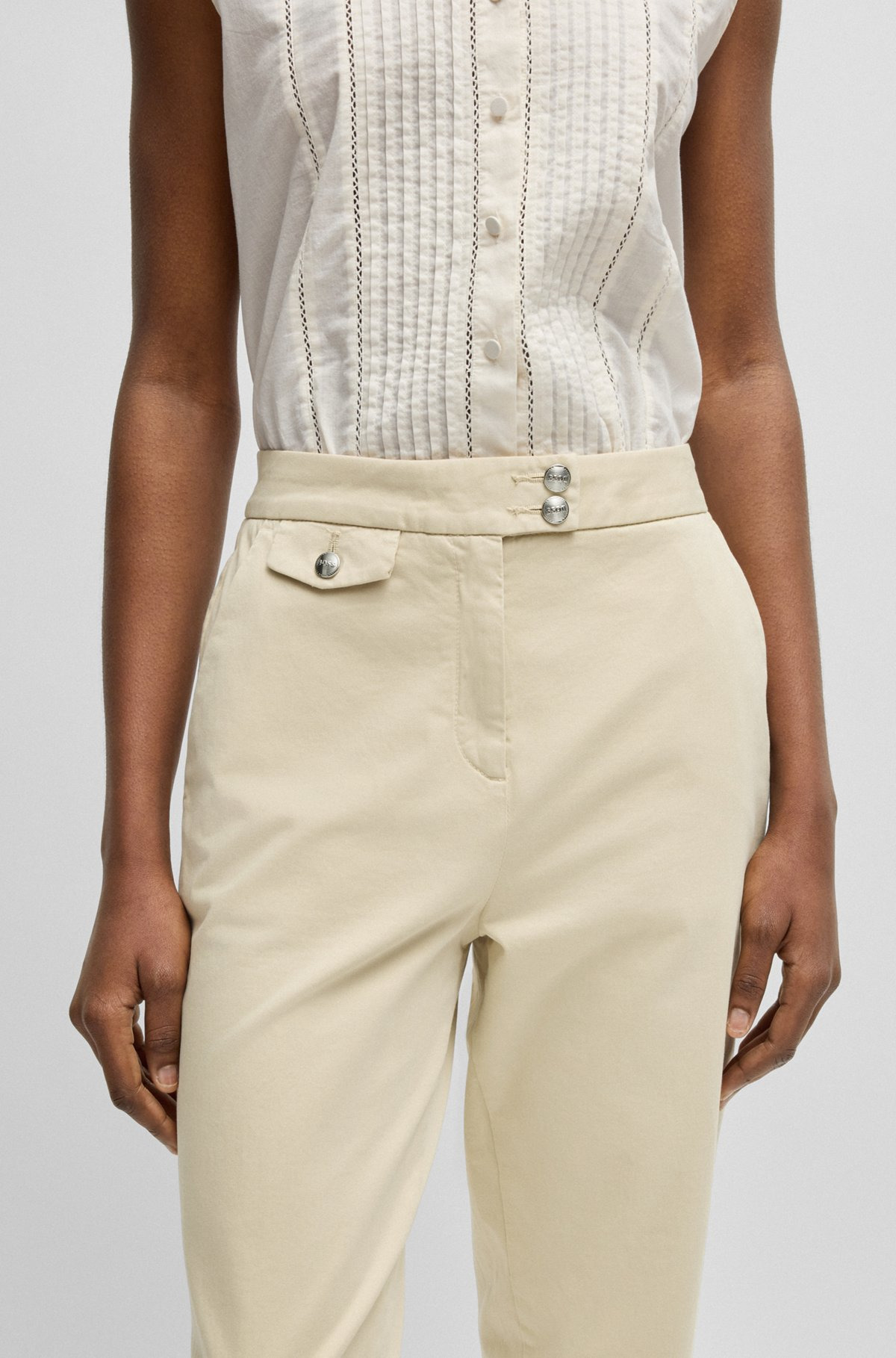 CASUAL CHINOS IN STRETCH-COTTON SATIN - 5