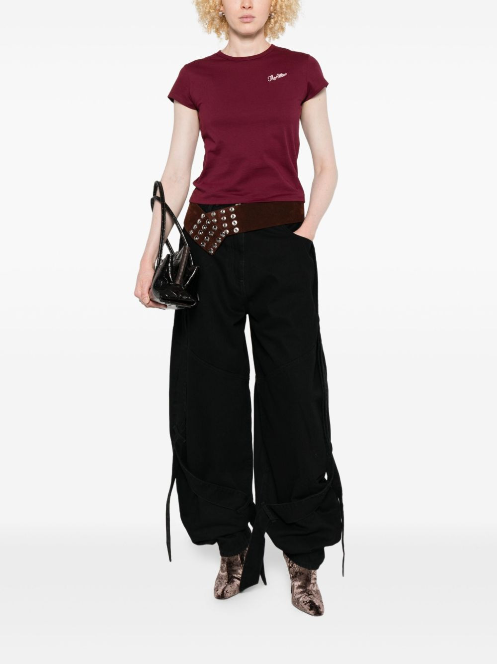 logo-embroidered cotton T-shirt - 2