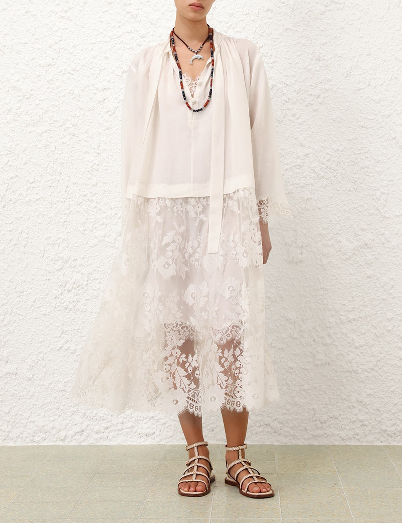 Zimmermann ILLUMINATE LACE SMOCK DRESS - 3274DS251IVO | REVERSIBLE
