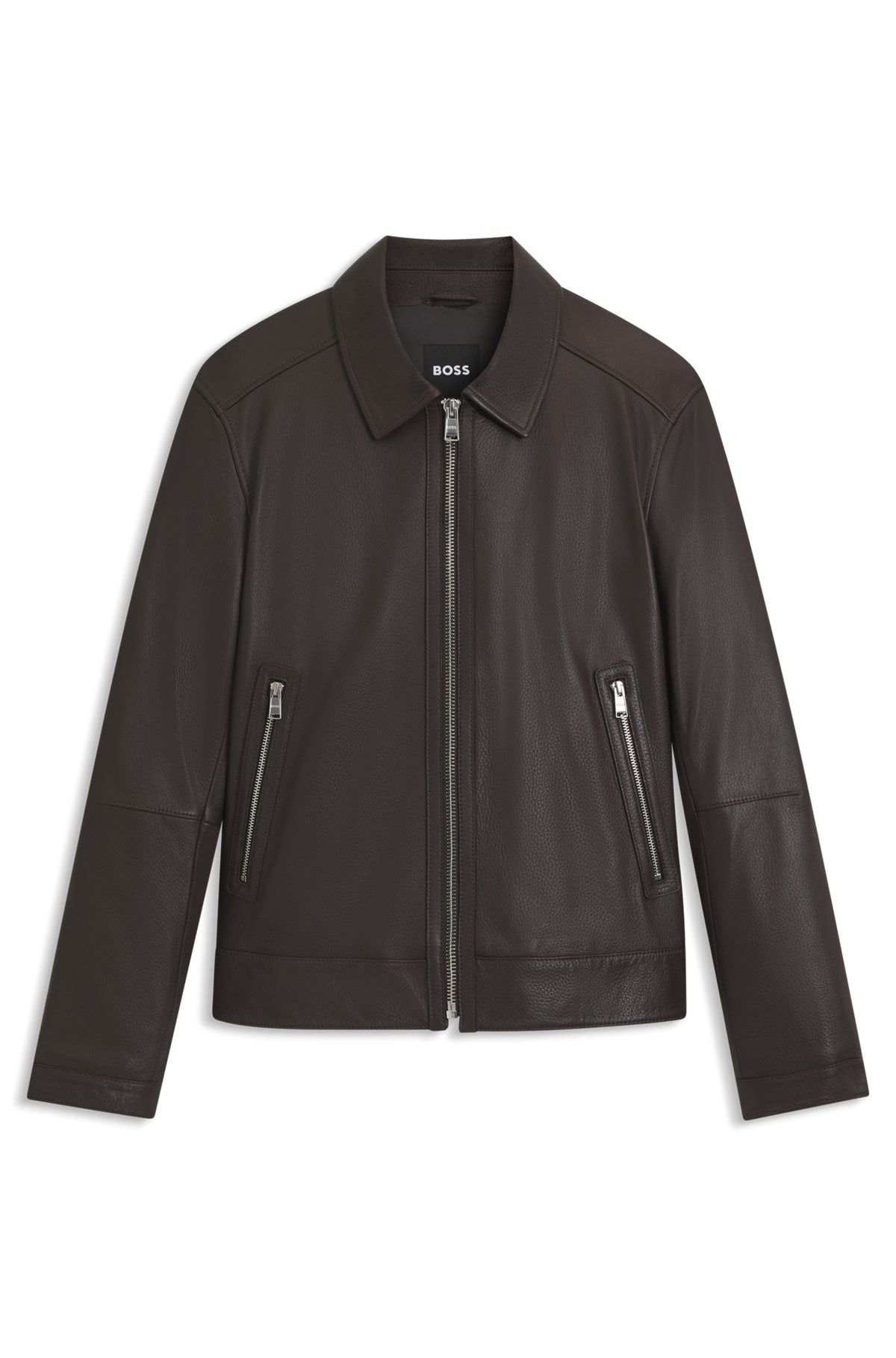 REGULAR-FIT LEATHER JACKET WITH ZIP CLOSURE - 1