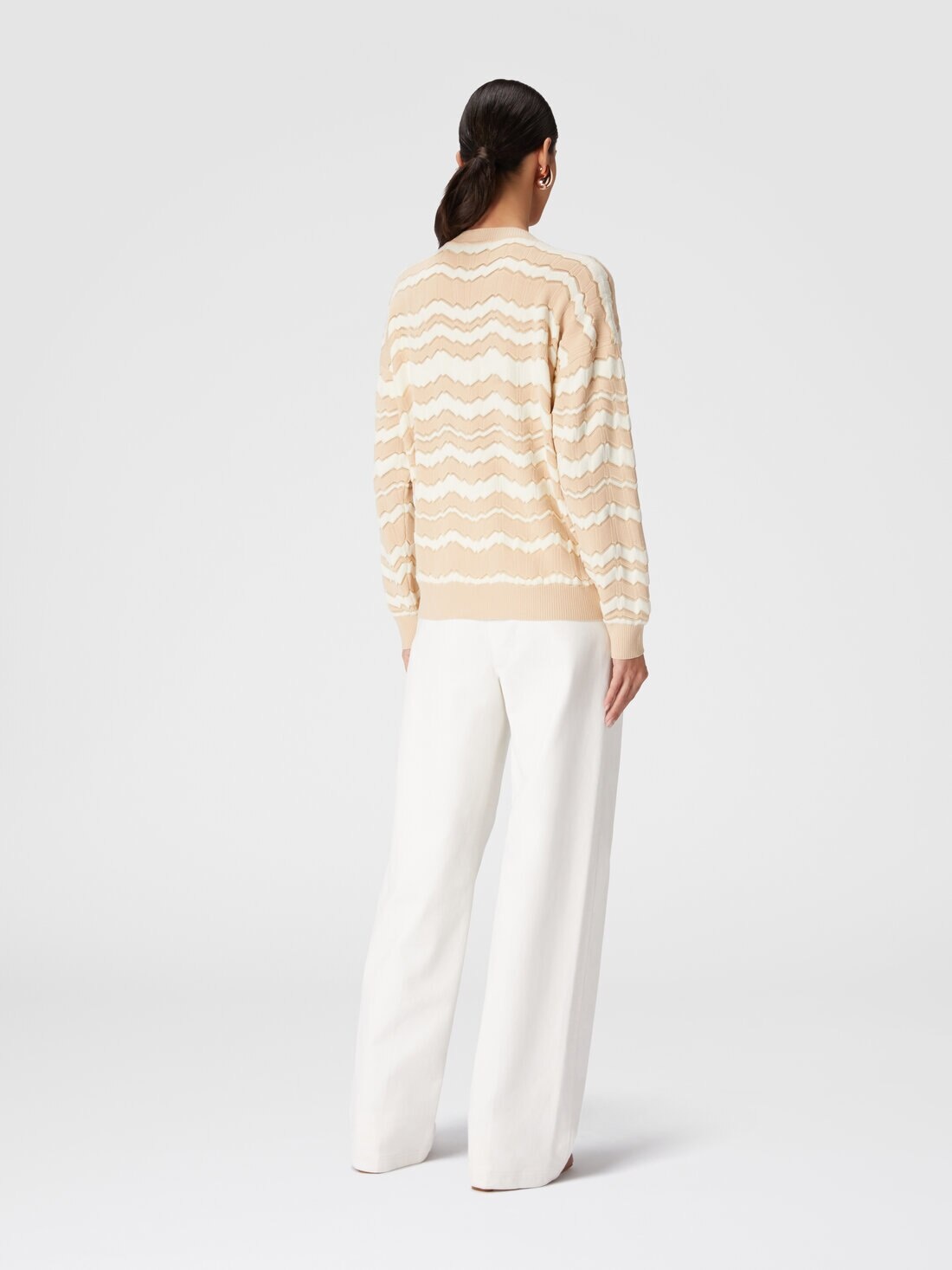 Crewneck pullover with tone-on-tone zigzag - 3