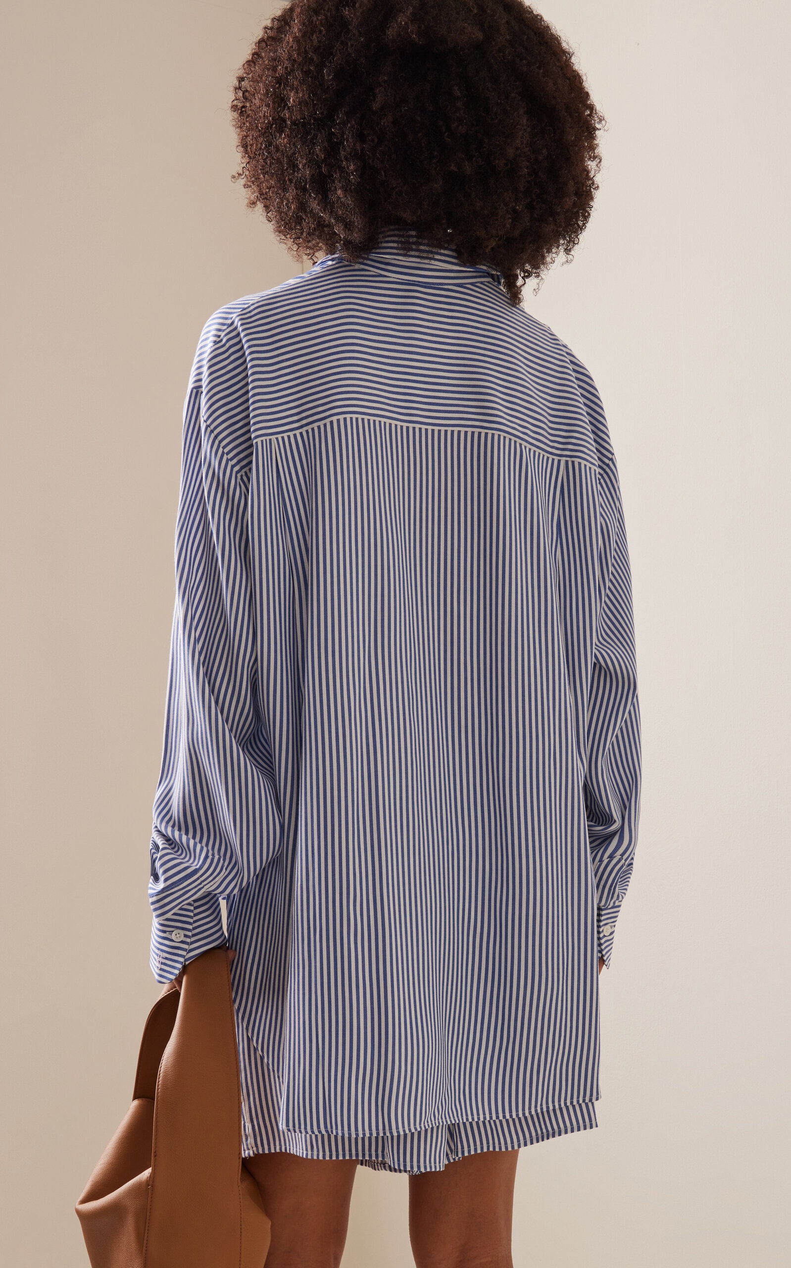 The Frankie Shop Lui Striped Twill Shirt blue | REVERSIBLE